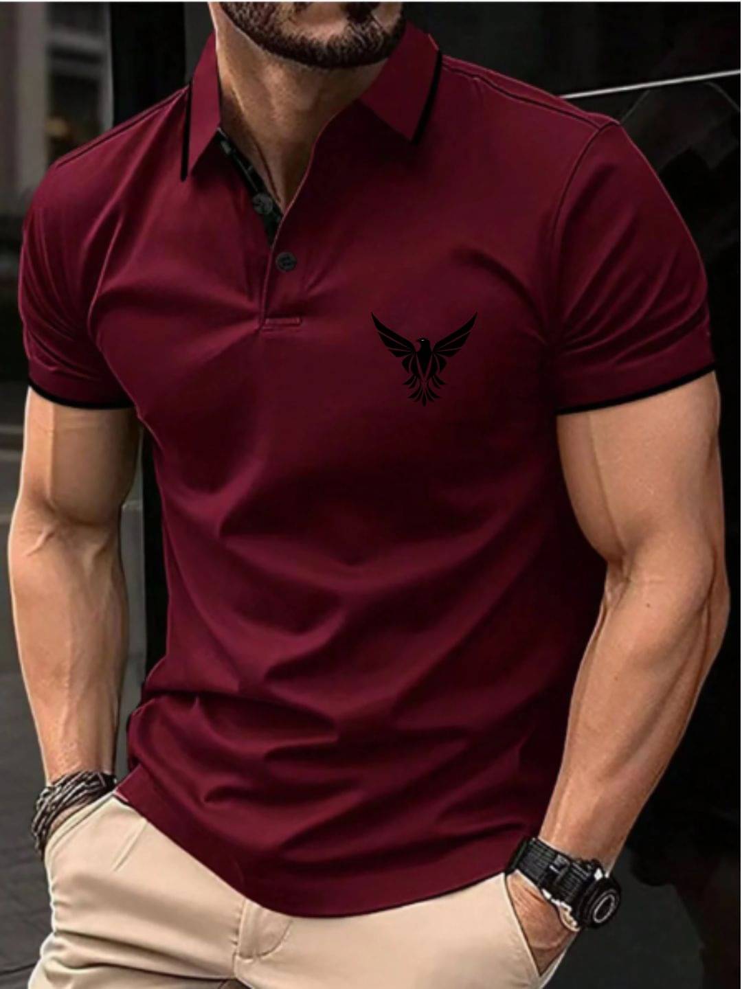     			FALAK Men Cotton Blend Regular Fit Solid Polo T Shirt ( Maroon )