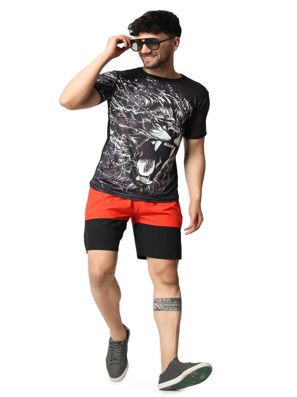     			FLIRTY SOUL Men Polyester Relaxed Fit Printed Polo T Shirt ( Black )