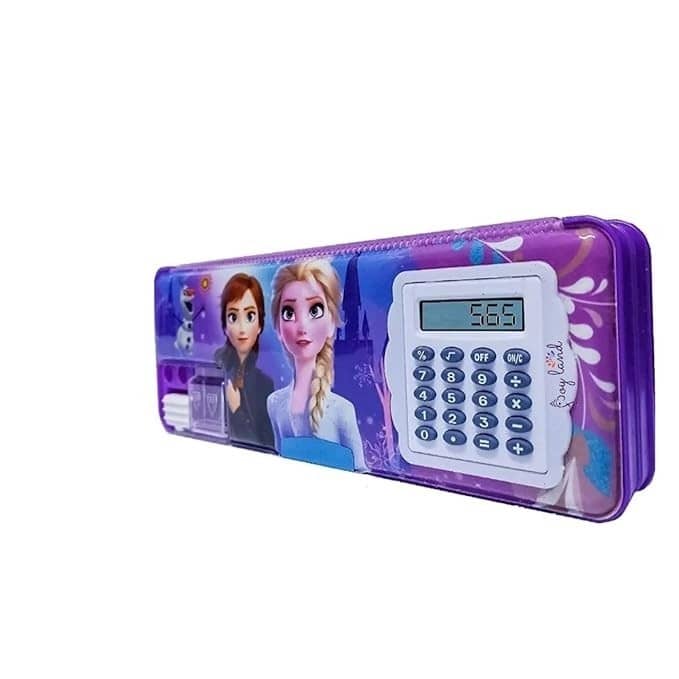 Freedy Magnetic Pencil Box with Calculator & Dual Sharpener for Kids for School, Big Size Cartoon Pencil Case for Kids, by Pack of 1 Art Plastic Pencil Box  (Set of 1, Multicolor, Pink)