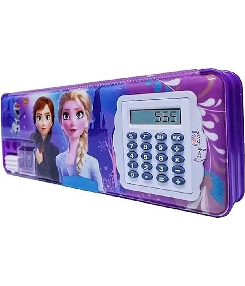 Freedy Magnetic Pencil Box with Calculator & Dual Sharpener for Kids for School, Big Size Cartoon Pencil Case for Kids, by Pack of 1 Art Plastic Pencil Box (Set of 1, Multicolor, Pink) - Stationery | Buy online on ZillyBuy