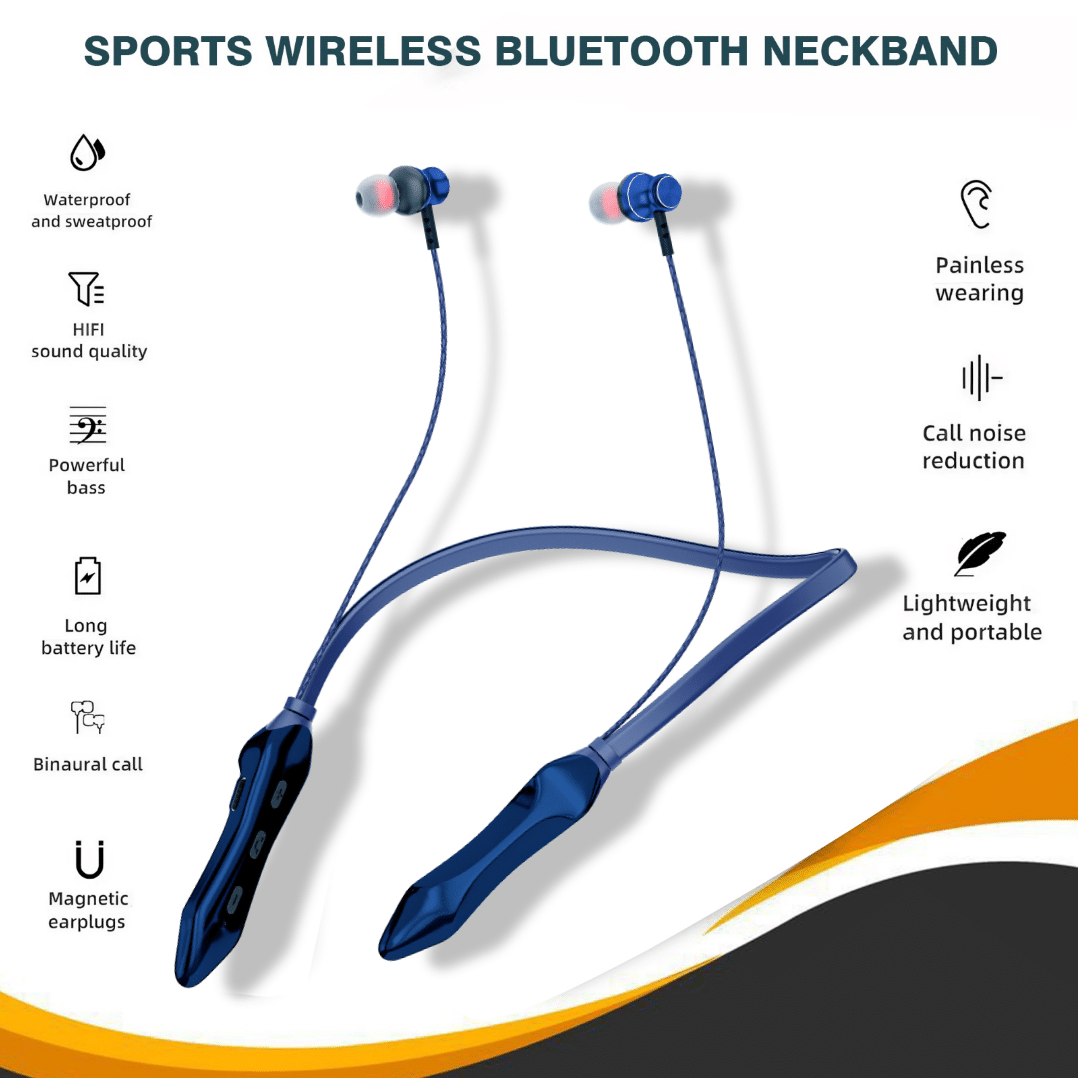     			HUG PUPPY Blue Edition Wireless Neckband – Premium Finish, Crystal Clear Calls