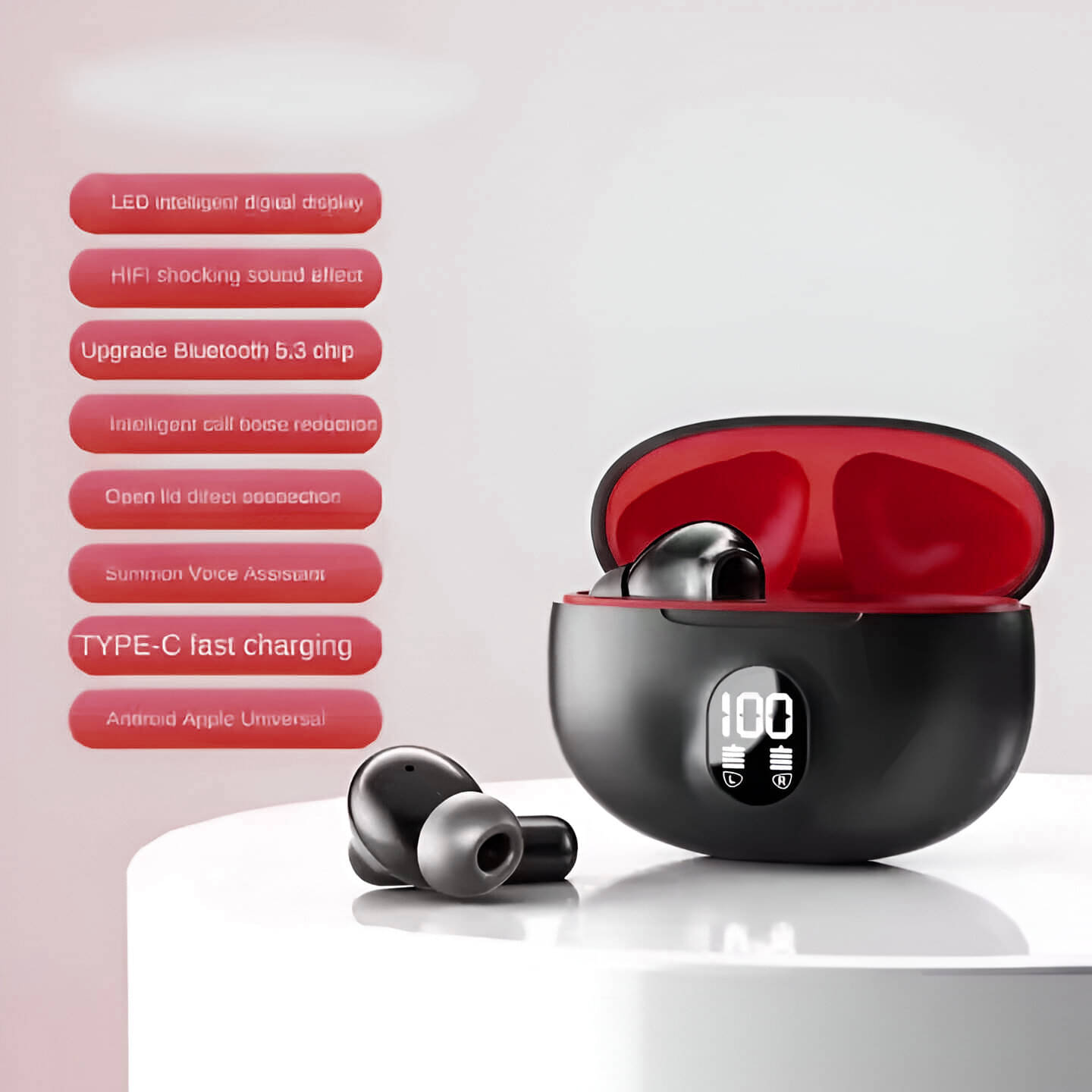     			HUG PUPPY – Bluetooth Earbuds with Digital Battery Indicator