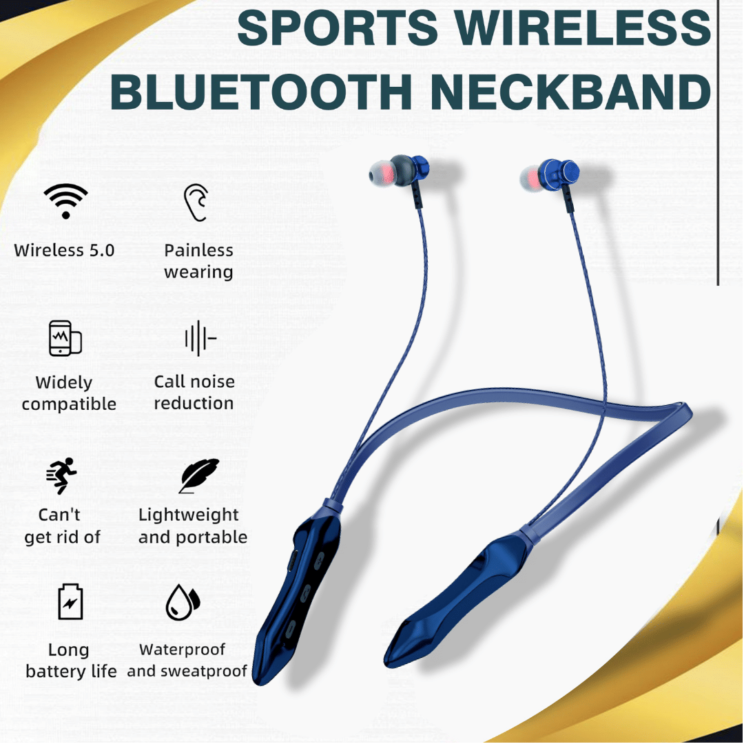     			HUG PUPPY Elite Blue Bluetooth Neckband – Hi-Fi Audio, 18H Runtime & Voice Assistant