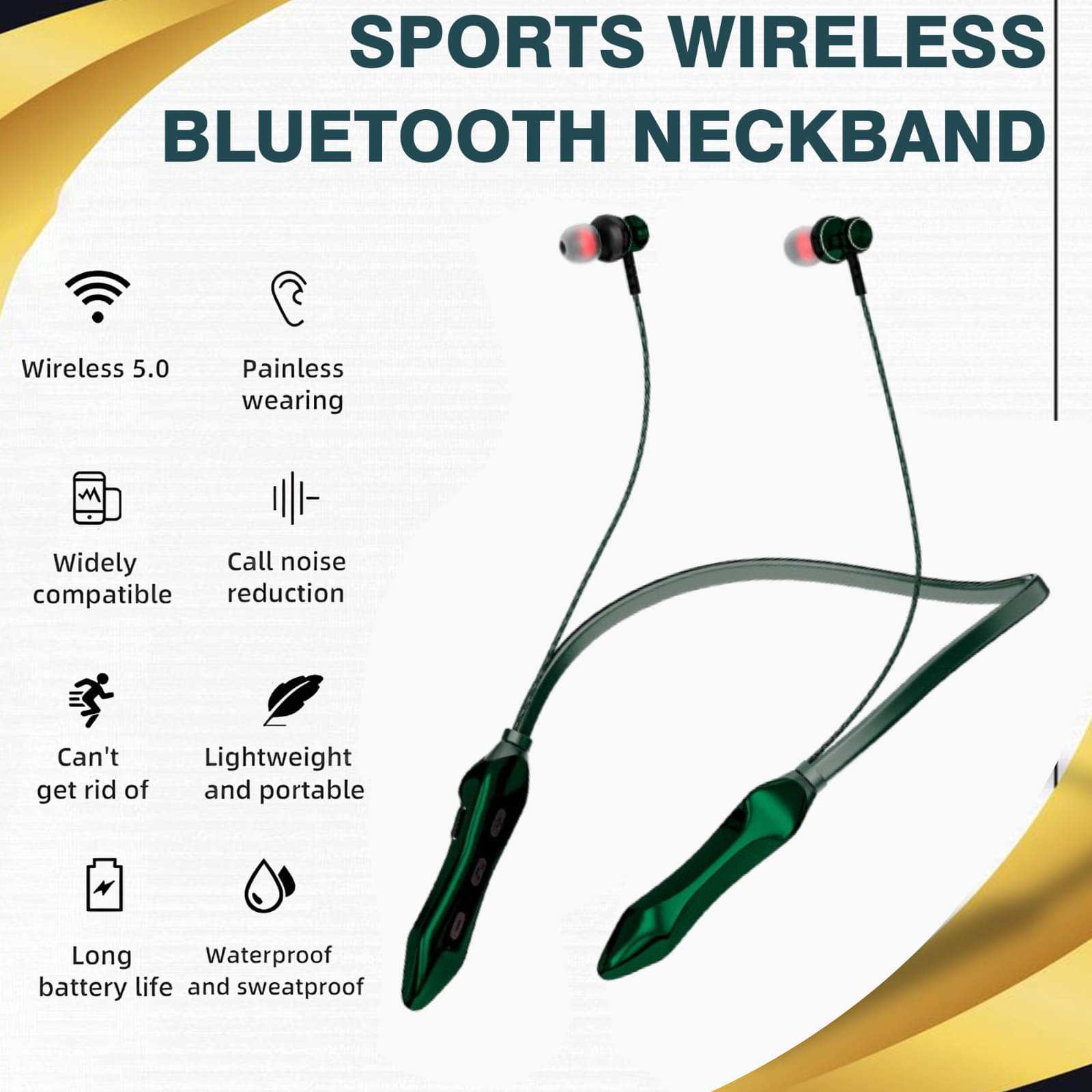     			HUG PUPPY Green Edition Neckband – Flexible Band, Dual Pairing & ENC Support