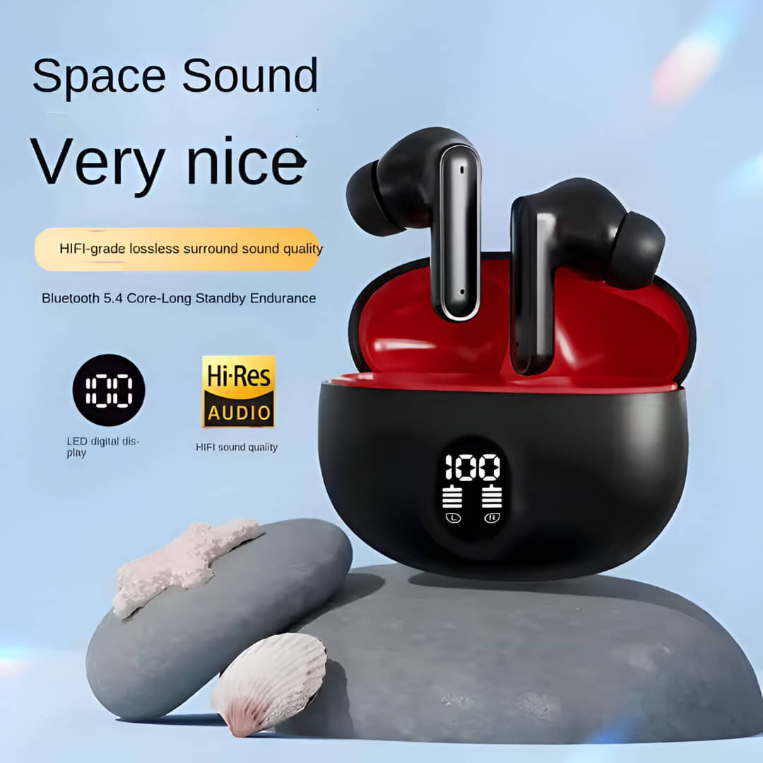     			HUG PUPPY PowerBuds – In-Ear Wireless Earbuds with Case Display (Black)