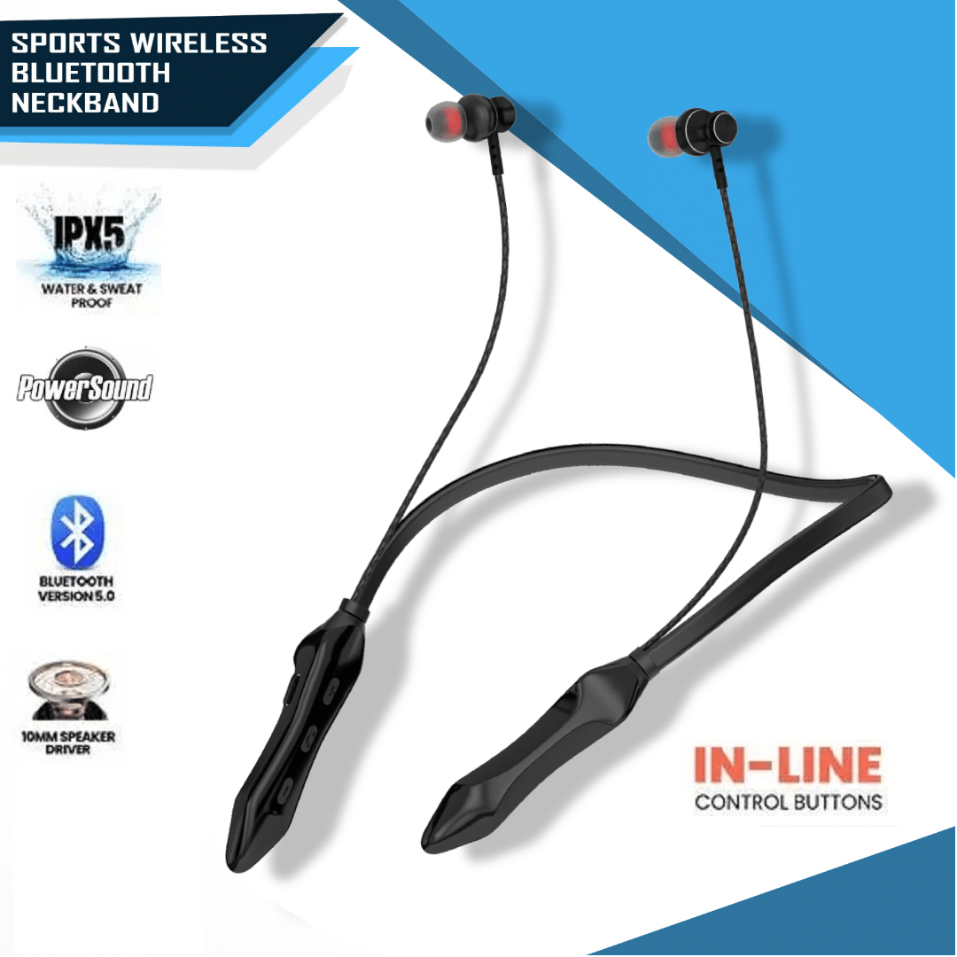     			HUG PUPPY Pro Black Bluetooth Neckband – 18H Playback, ENC Mic & Rich Bass Audio
