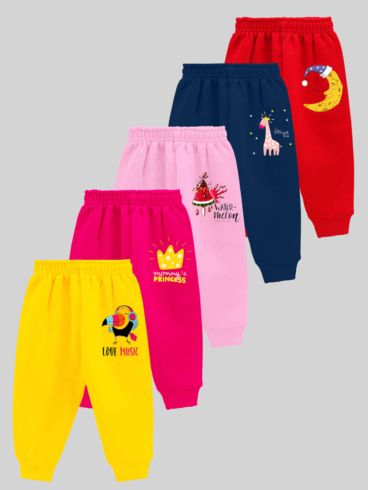     			Kuchipoo Pack of 5 Girls Cotton Blend Trackpants ( Colors )