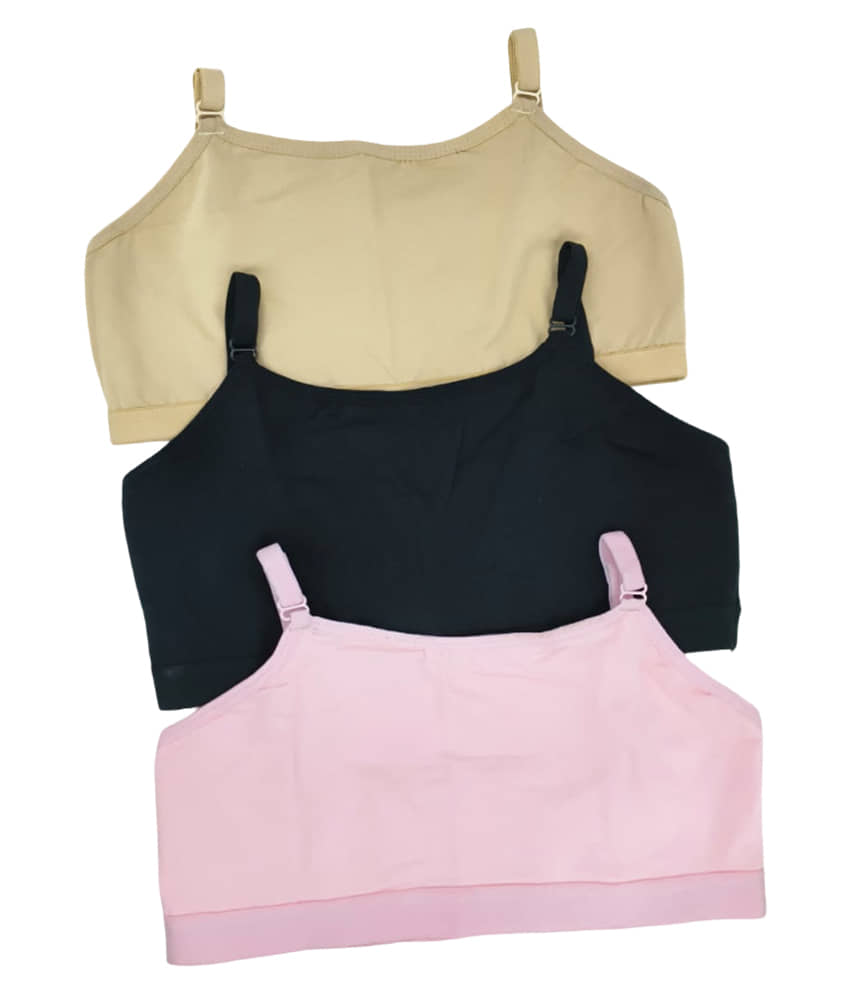 LEORBIX Pack of 3 Cotton Blend Non Padded Bralette Bra For Women ( Multicolor3 )