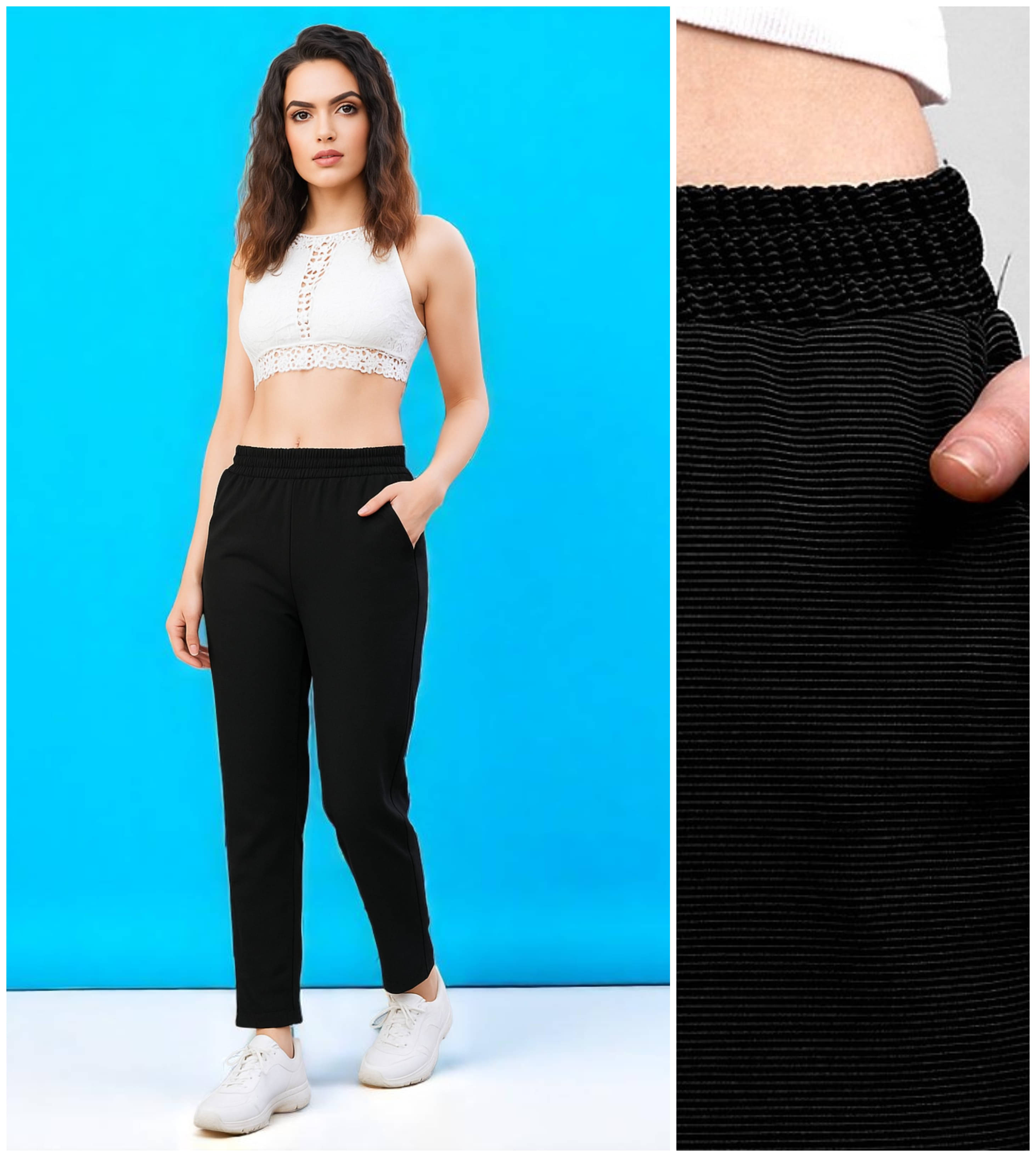     			Leewan Women Knitted Joggers ( Black )