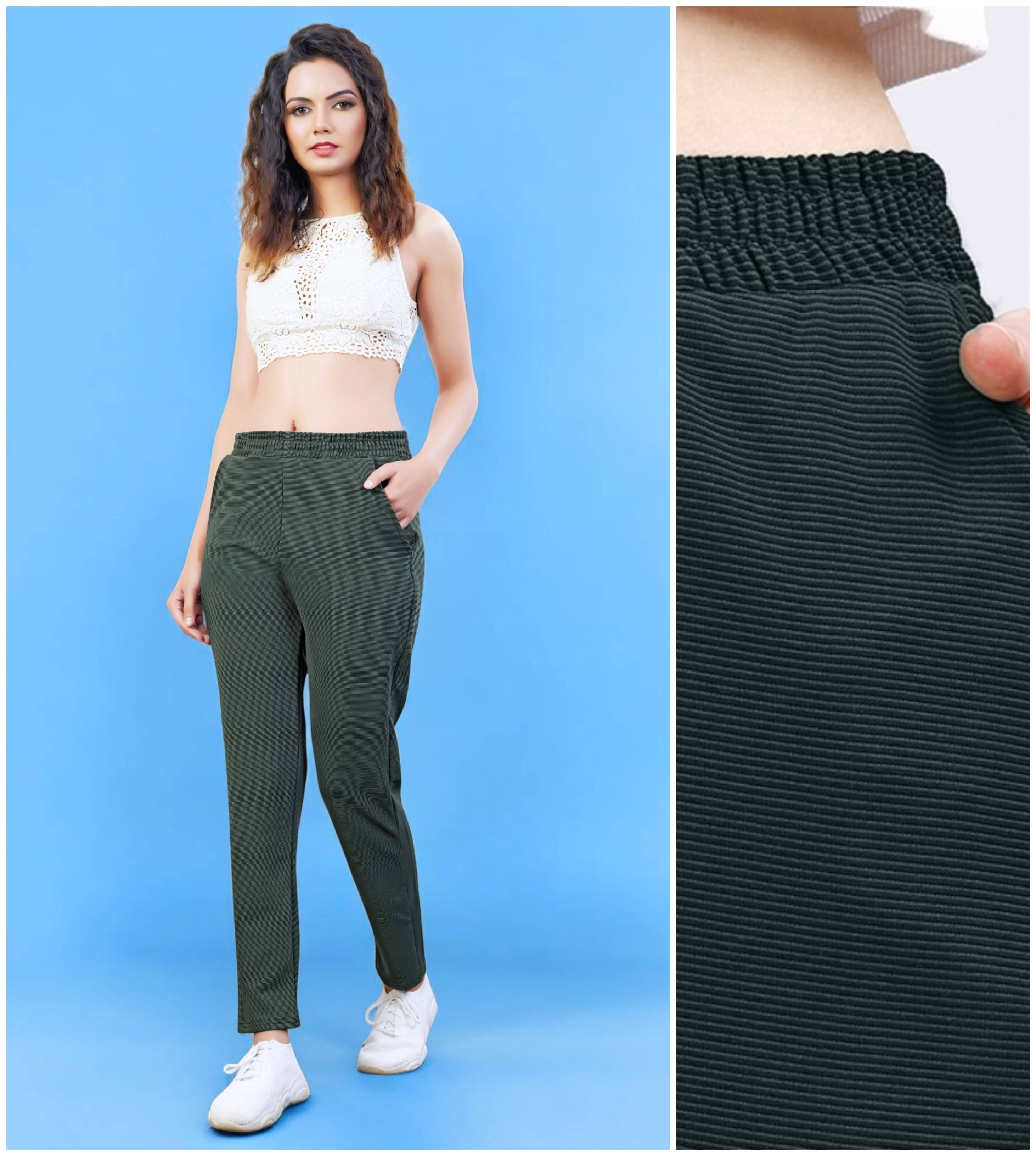     			Leewan Women Knitted Joggers ( Green )