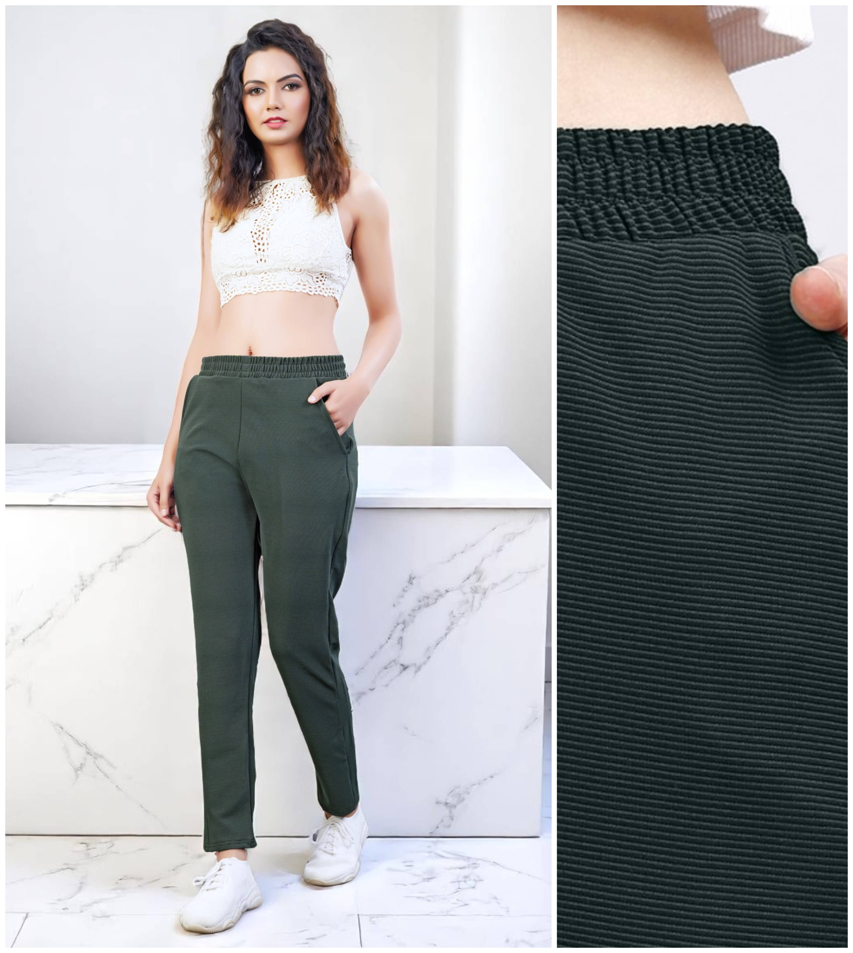     			Leewan Pack of 1 Cotton Straight Women's Joggers ( Green )