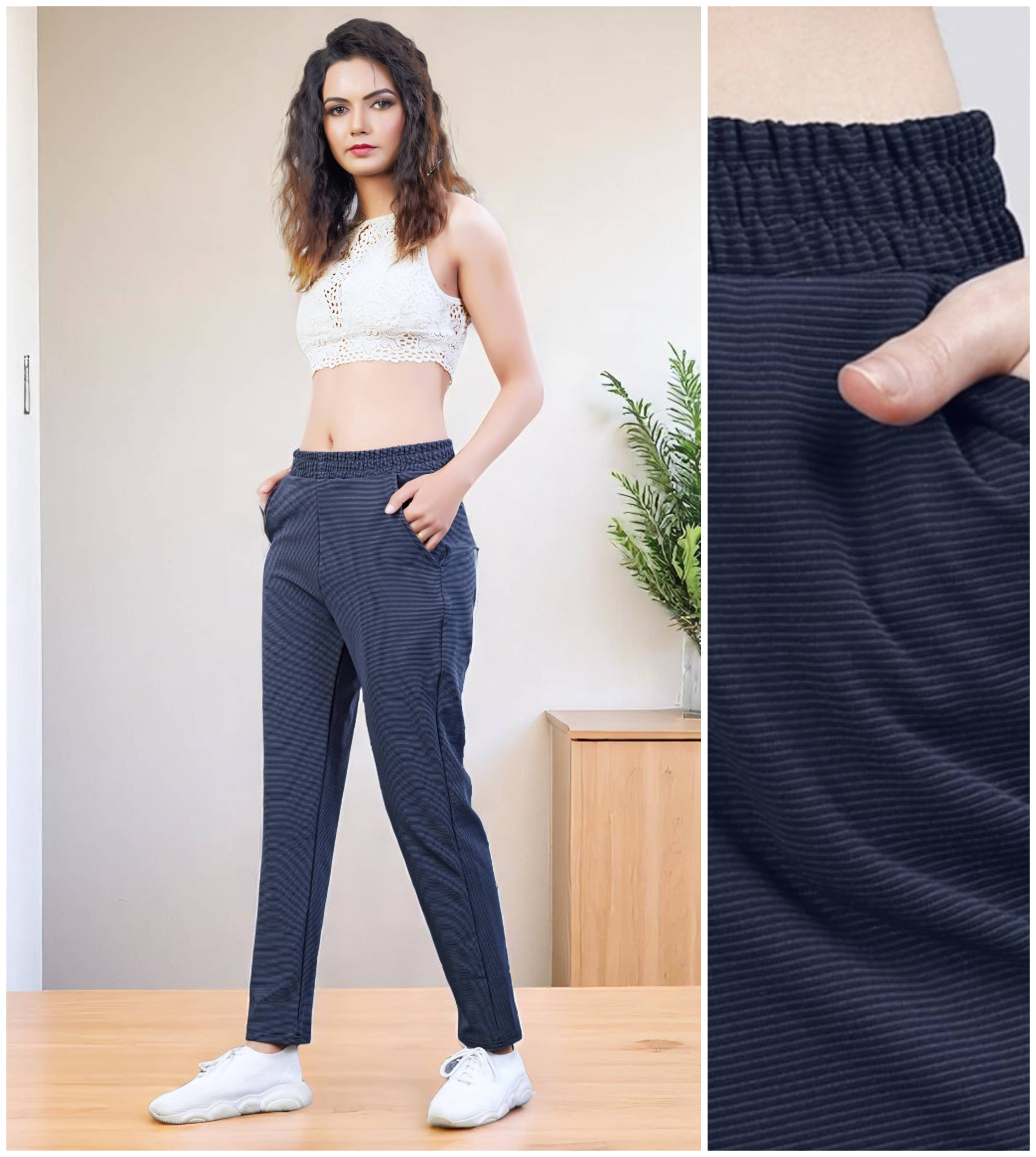     			Leewan Pack of 1 Cotton Straight Women's Joggers ( Navy Blue )