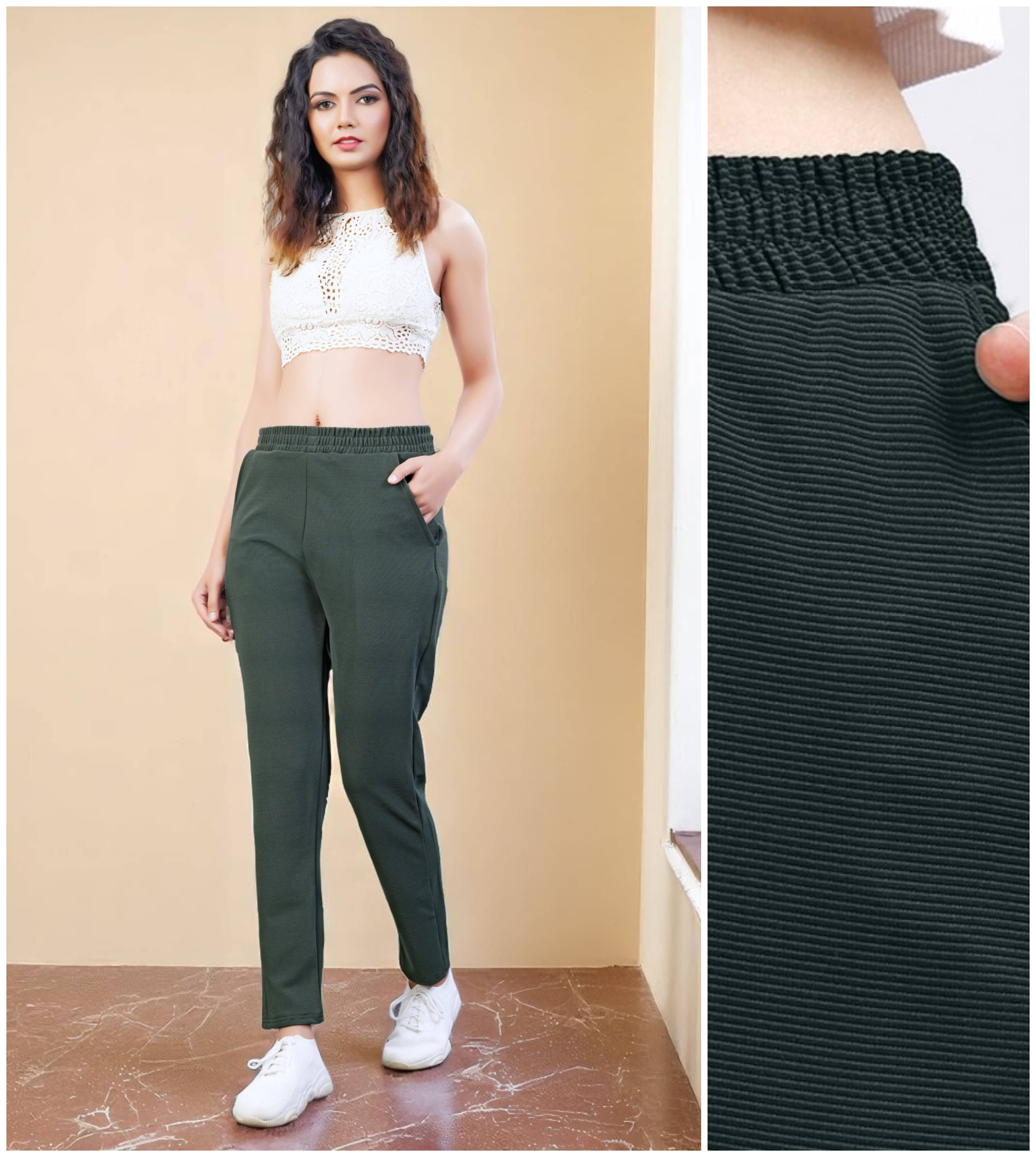     			Leewan Pack of 1 Cotton Straight Women's Joggers ( Green )