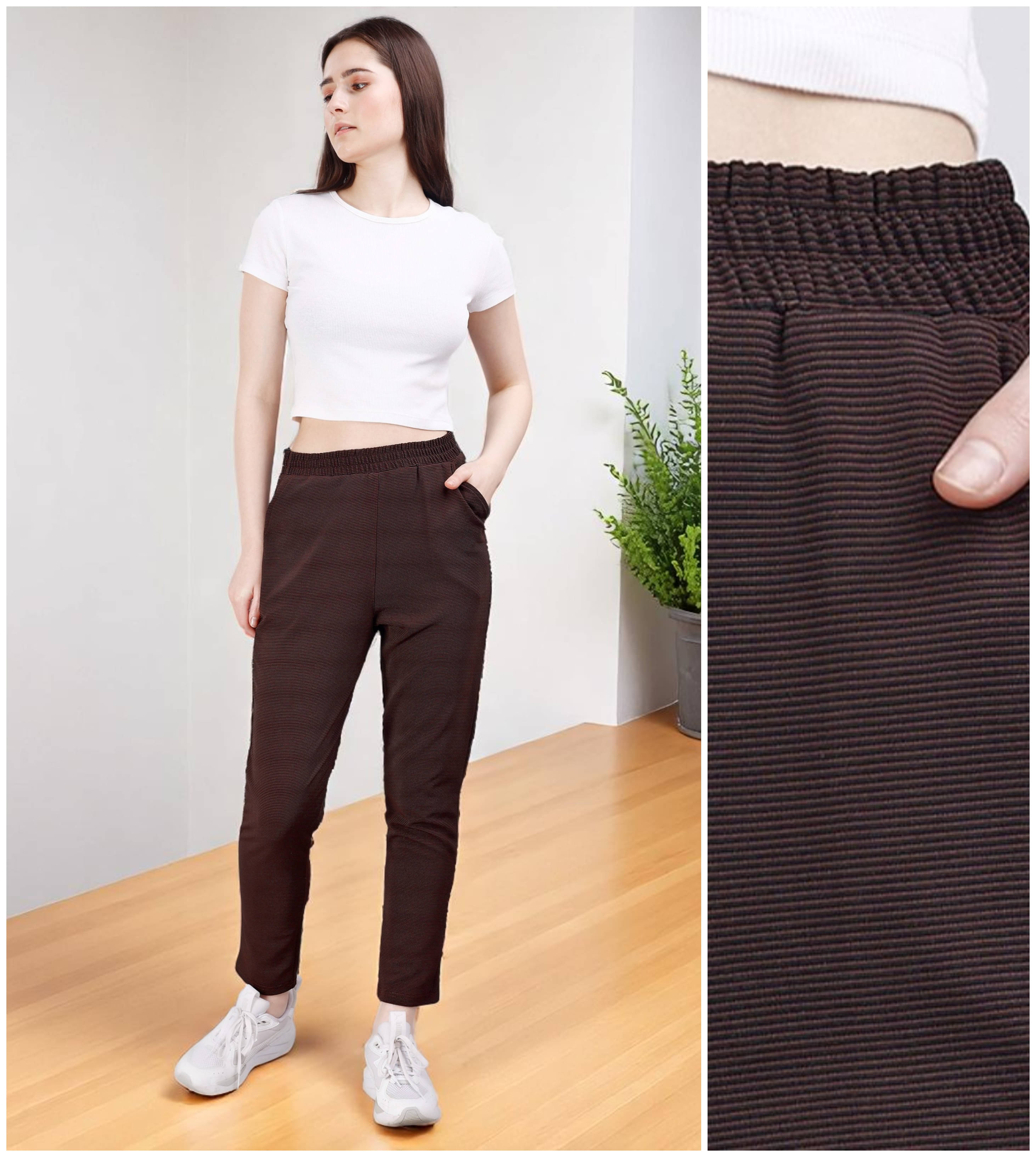     			Leewan Pack of 1 Cotton Straight Women's Casual Pants ( Brown )