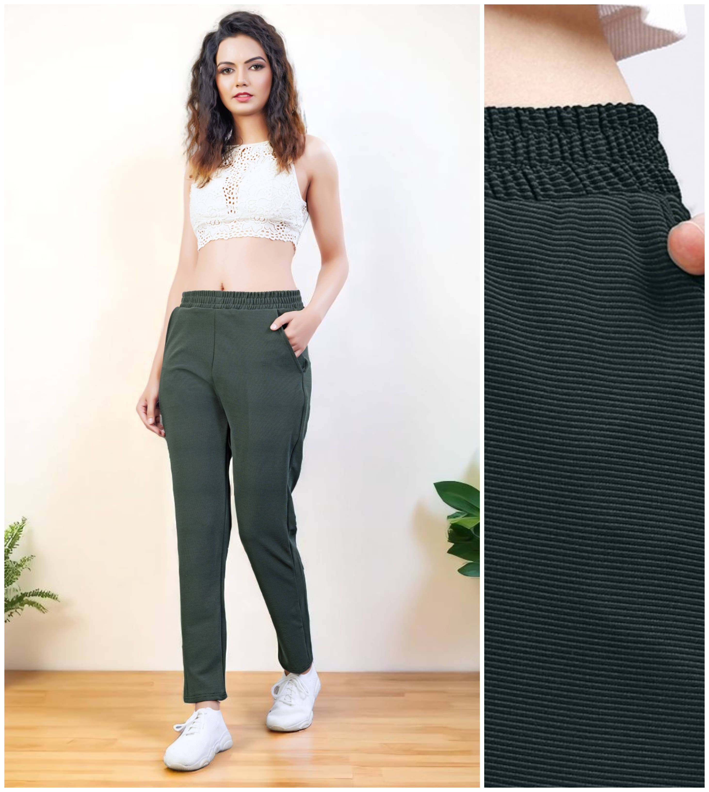     			Leewan Pack of 1 Cotton Straight Women's Casual Pants ( Green )