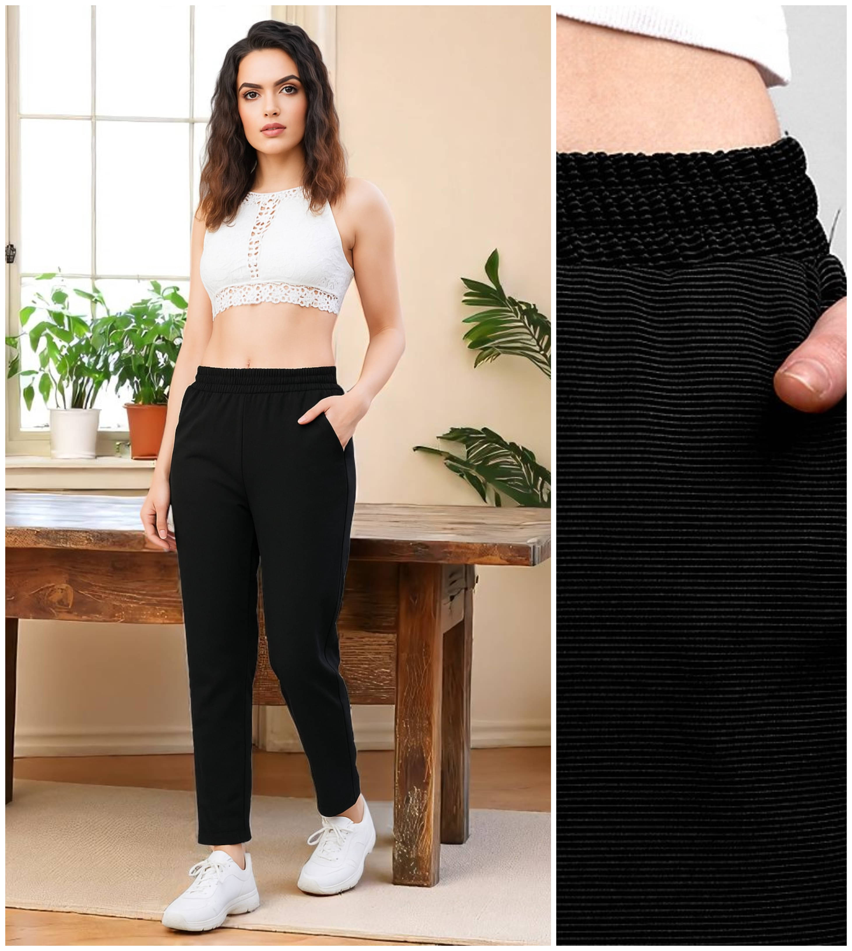     			Leewan Pack of 1 Cotton Straight Women's Joggers ( Black )