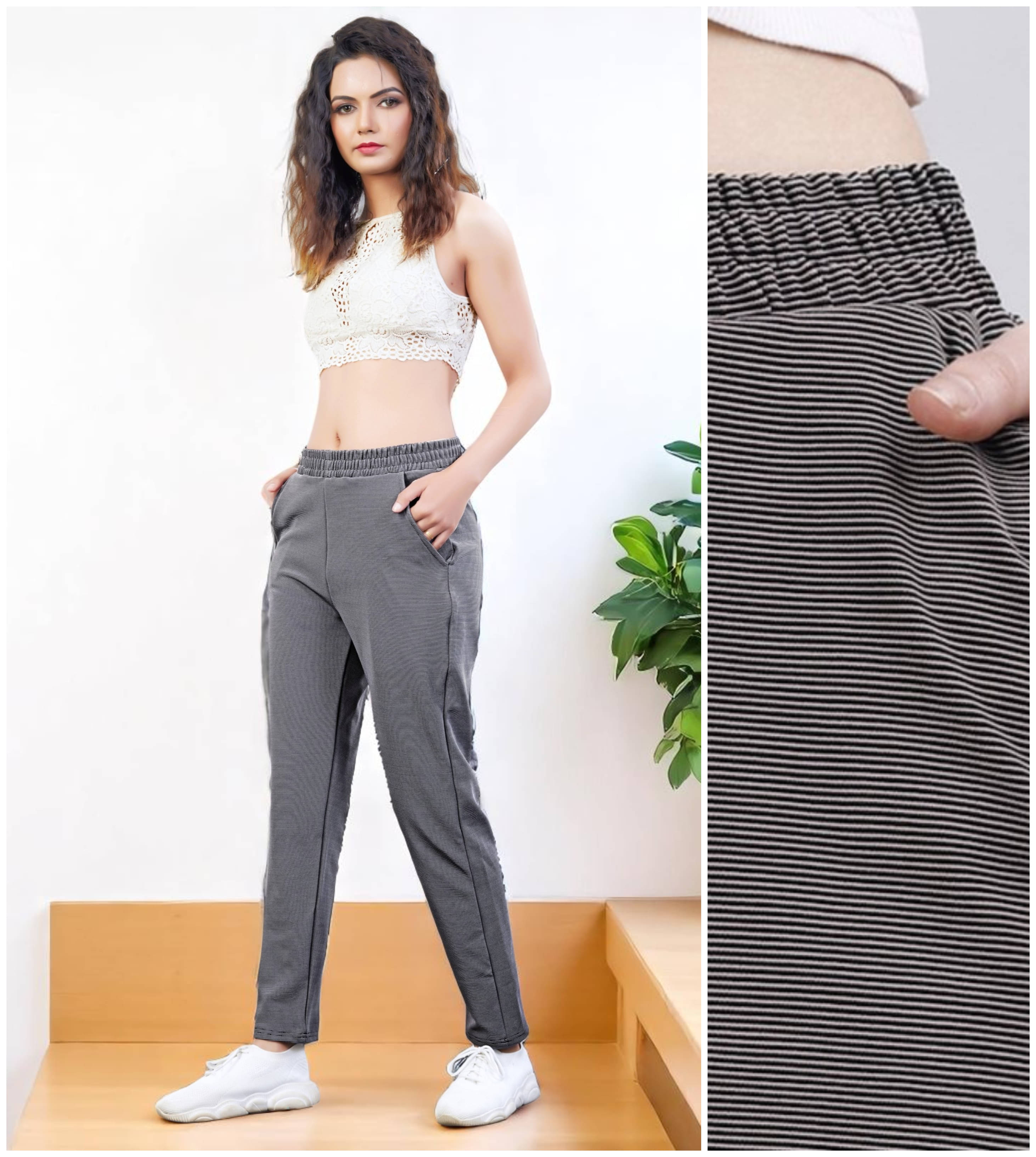     			Leewan Pack of 1 Cotton Straight Women's Casual Pants ( Light Grey )