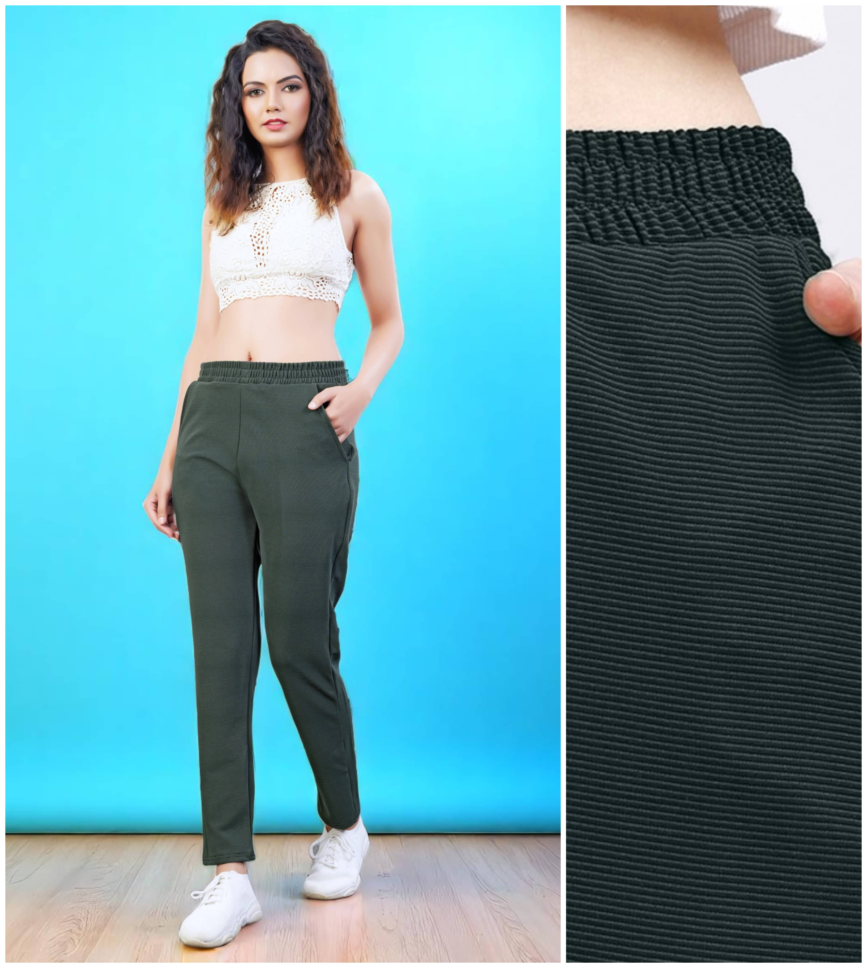     			Leewan Pack of 1 Cotton Straight Women's Joggers ( Green )
