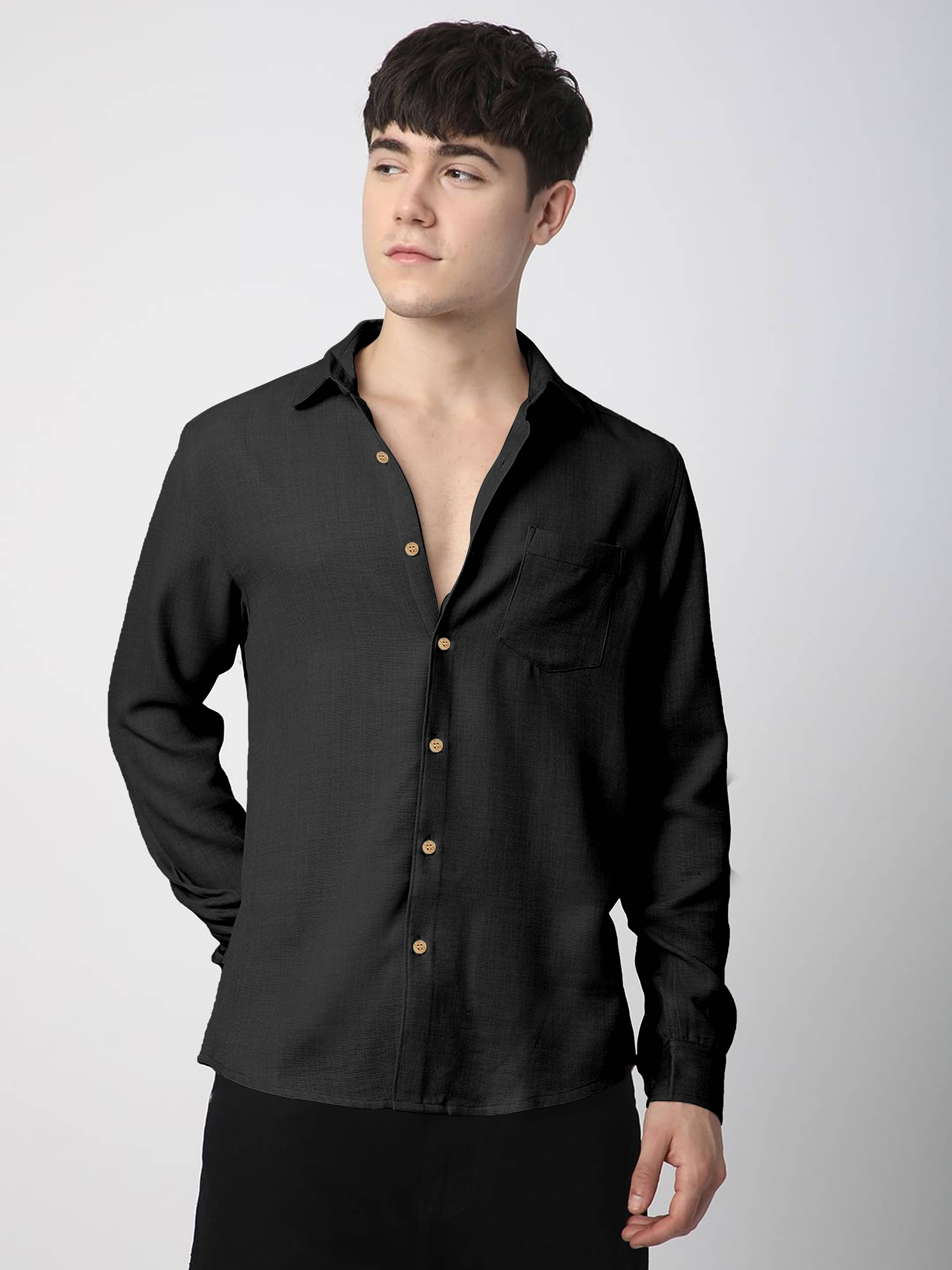 Lynx ent Linen Regular Fit Solids Full Sleeves Men's Casual Shirt - Black ( Pack of 1 ) Lynx ent Linen Regular Fit Solids Full Sleeves Men's Casual Shirt - Black ( Pack of 1 )