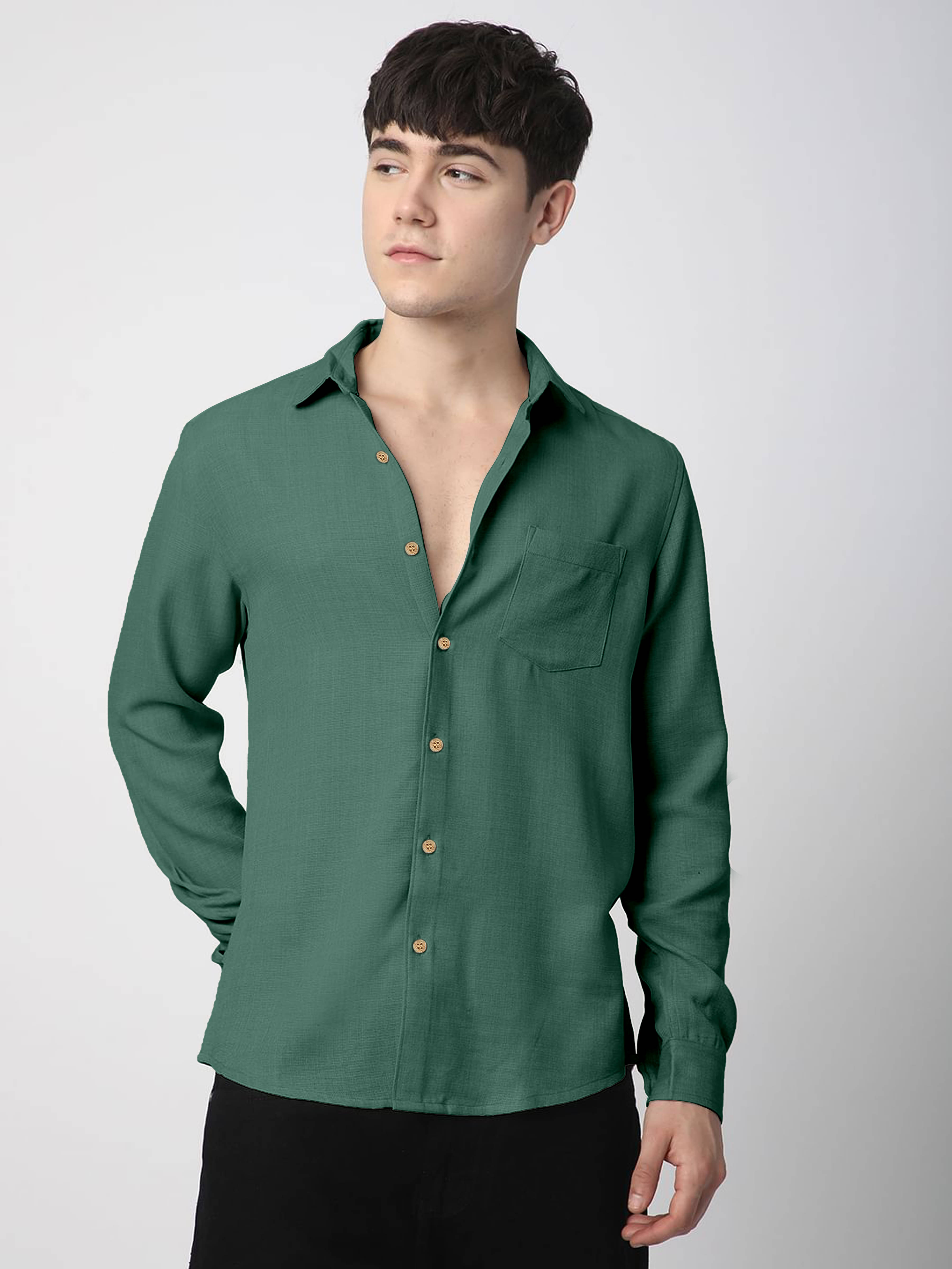 Lynx ent Linen Regular Fit Solids Full Sleeves Men's Casual Shirt - Green ( Pack of 1 ) Lynx ent Linen Regular Fit Solids Full Sleeves Men's Casual Shirt - Green ( Pack of 1 )