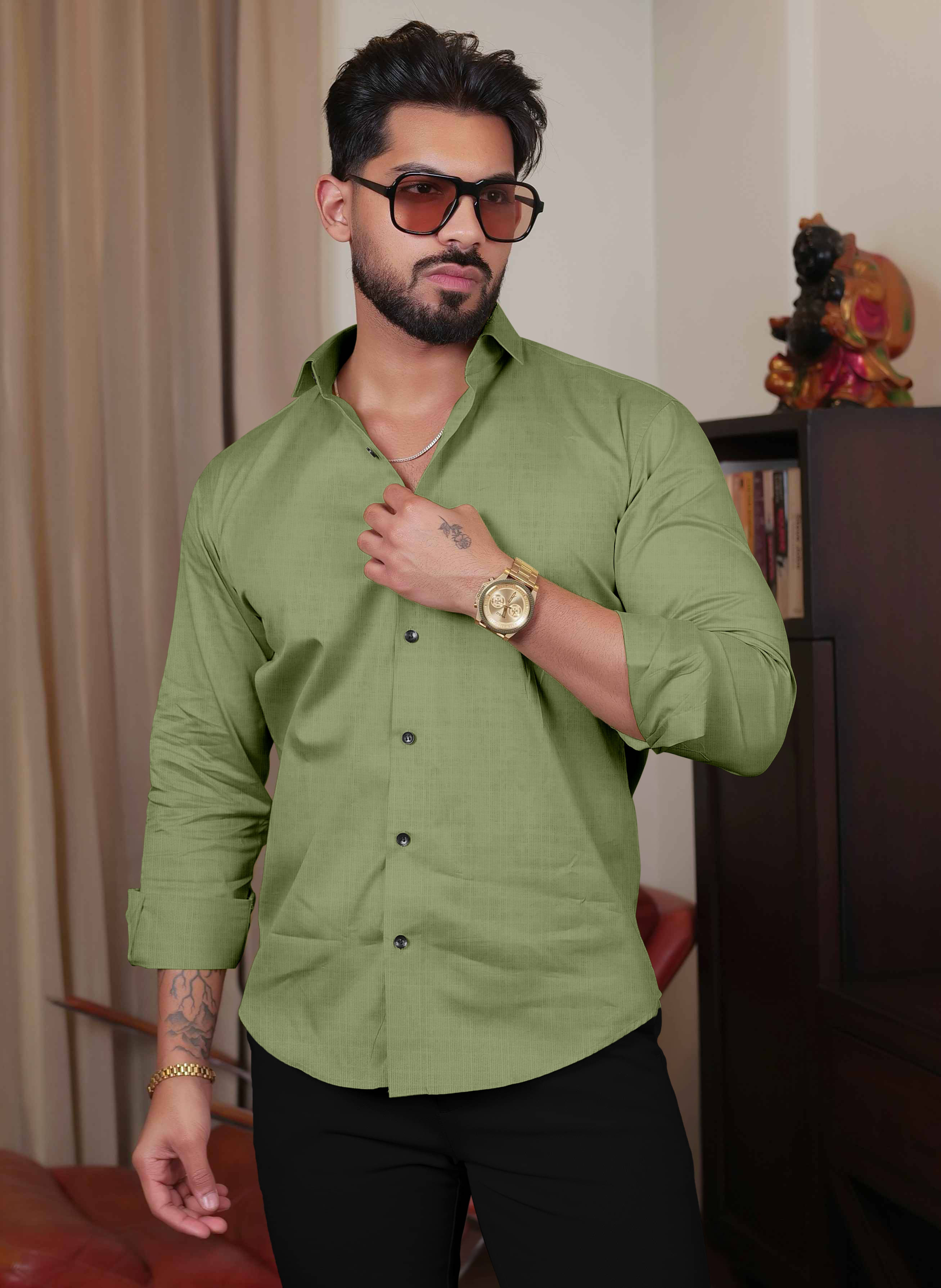 Lynx ent Linen Regular Fit Solids Full Sleeves Men's Casual Shirt - Olive ( Pack of 1 ) Lynx ent Linen Regular Fit Solids Full Sleeves Men's Casual Shirt - Olive ( Pack of 1 )