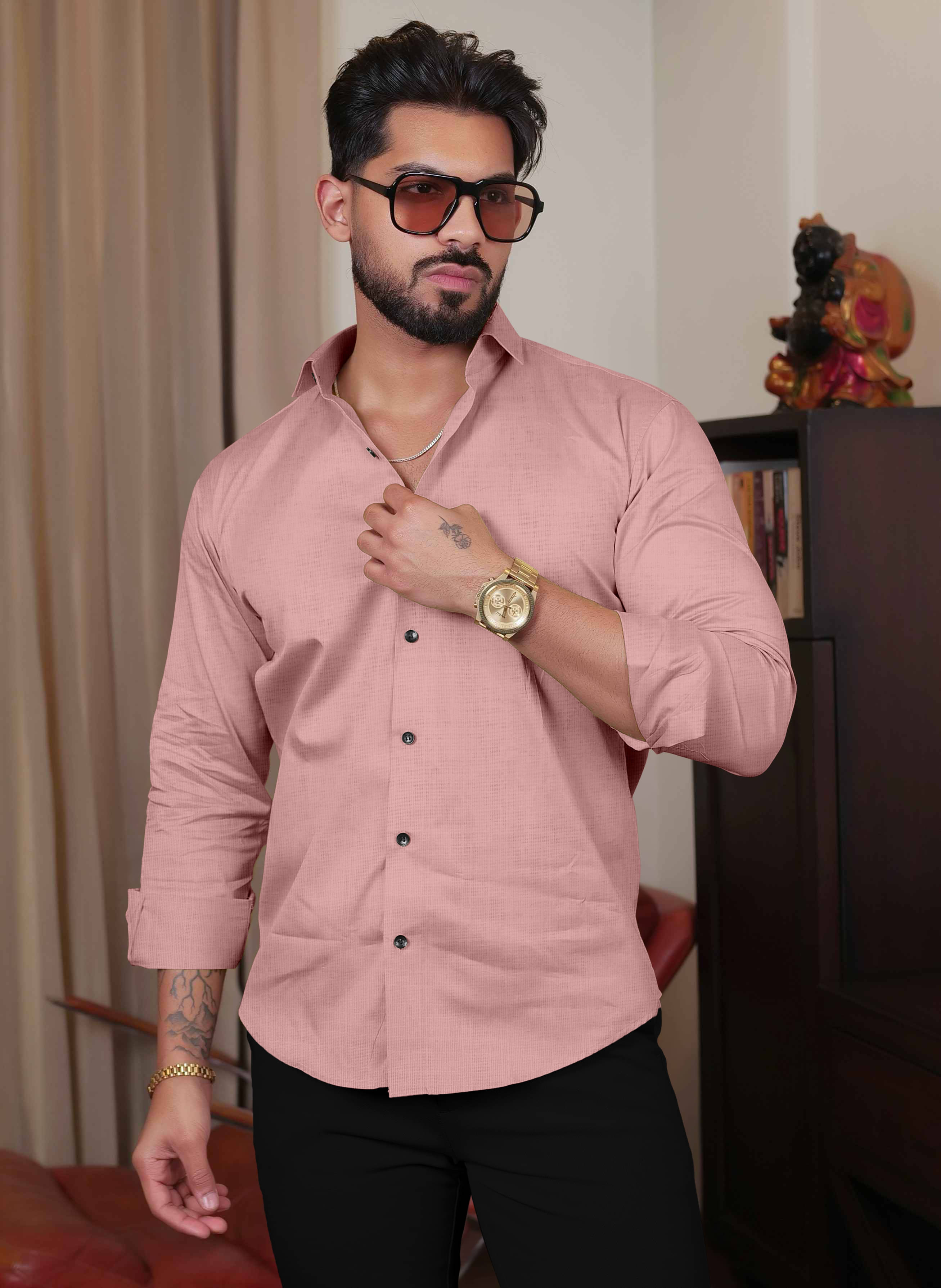 Lynx ent Linen Regular Fit Solids Full Sleeves Men's Casual Shirt - Pink ( Pack of 1 ) Lynx ent Linen Regular Fit Solids Full Sleeves Men's Casual Shirt - Pink ( Pack of 1 )