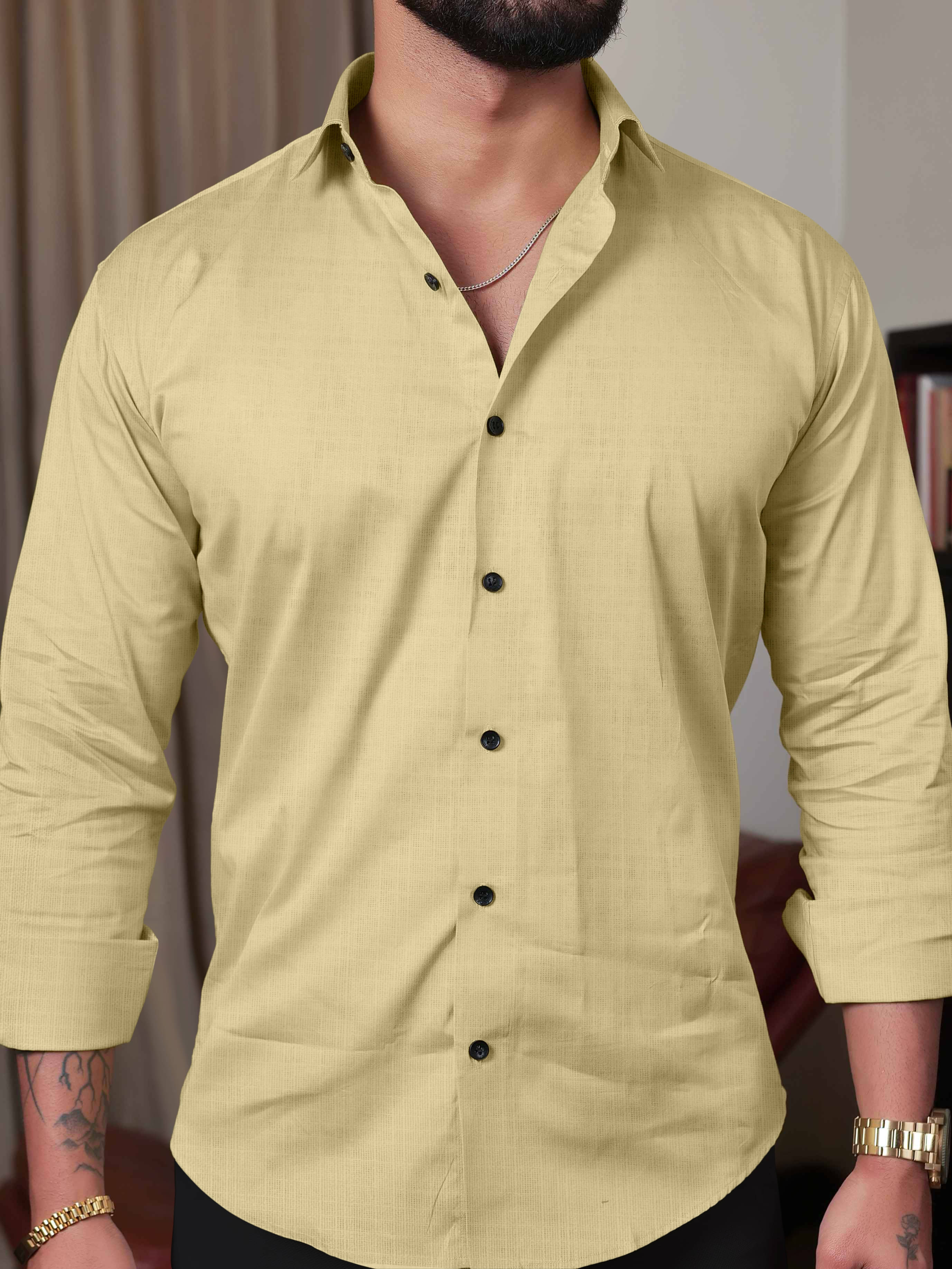 Lynx ent Linen Regular Fit Solids Full Sleeves Men's Casual Shirt - Yellow ( Pack of 1 ) Lynx ent Linen Regular Fit Solids Full Sleeves Men's Casual Shirt - Yellow ( Pack of 1 )