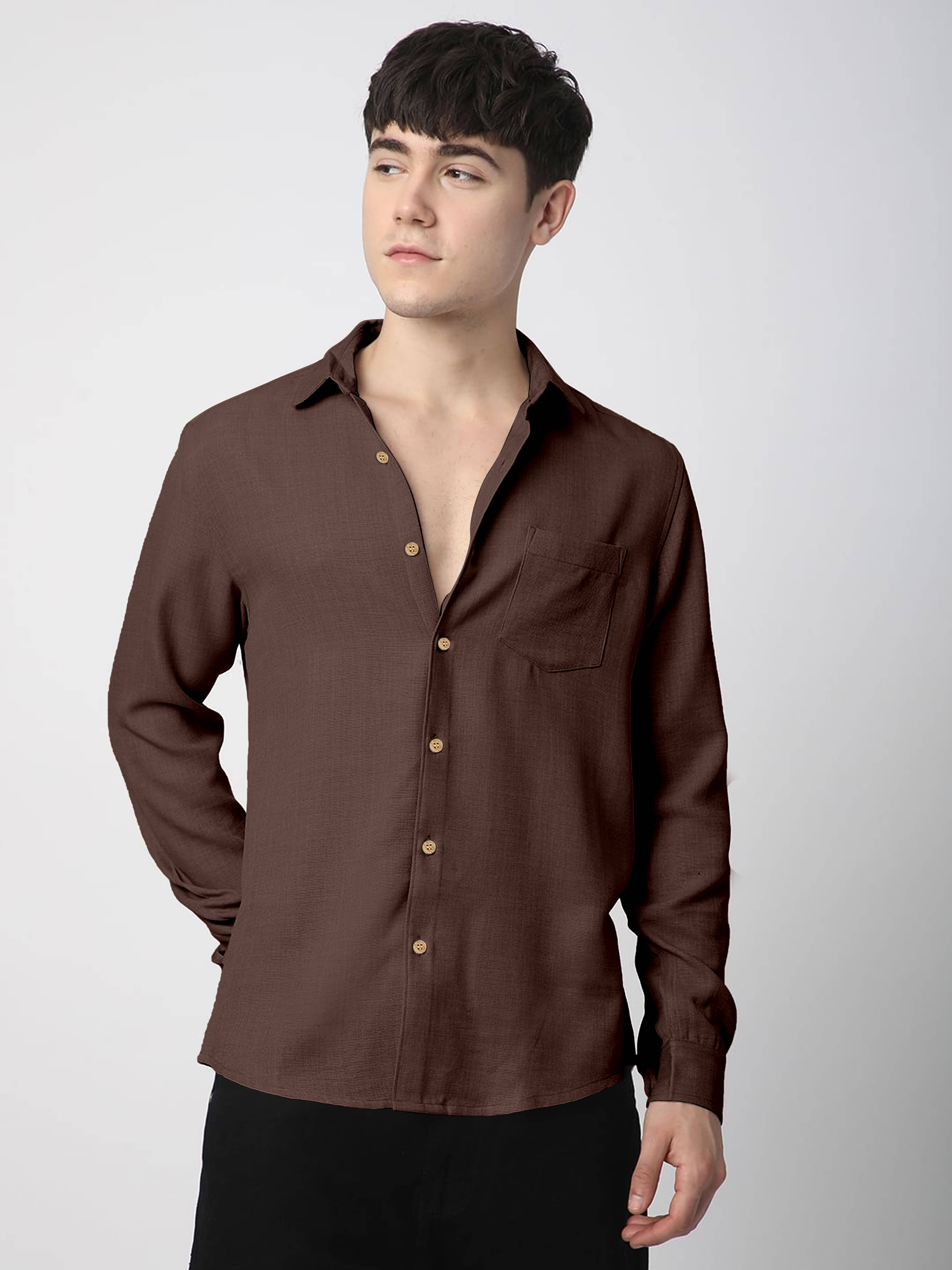     			Lynx ent Linen Regular Fit Solids Full Sleeves Men's Casual Shirt - Brown ( Pack of 1 )