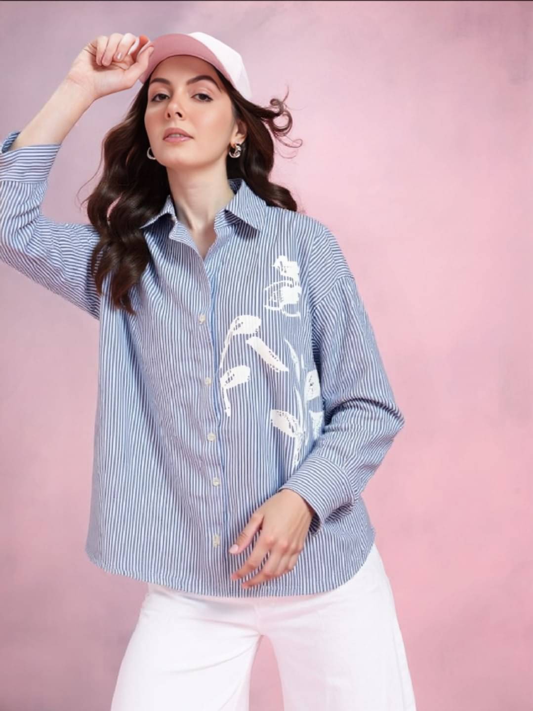 MAYKR Women Striped Cotton Shirt ( Blue ) MAYKR Women Striped Cotton Shirt ( Blue )