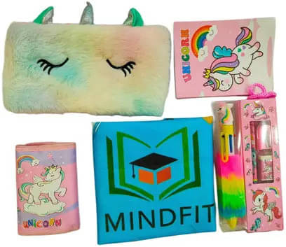 MINDFIT Pack of 6 Colorful Unicorn Learning Collection bag School Tuition Study Material MINDFIT Pack of 6 Colorful Unicorn Learning Collection bag School Tuition Study Material