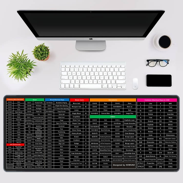     			Meghal Keyboard Shortcut Mouse Pad, Office/Excel/Word/PPT Shortcuts Cheat Sheet Mat (Pack of 1)