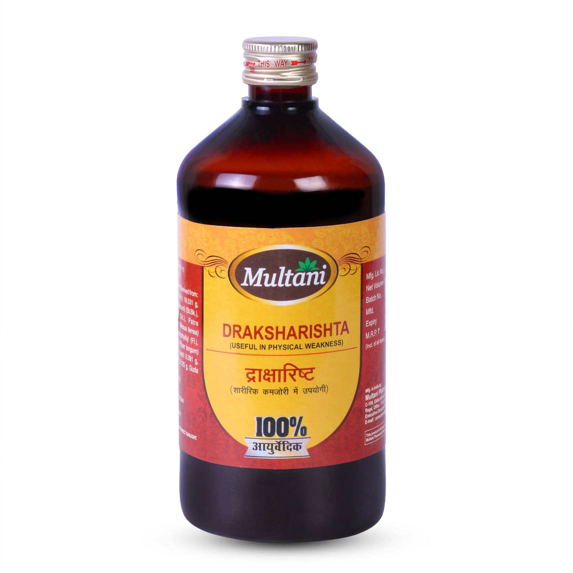     			Multani Ayurvedic Draksharishta Syrup Useful In Physical Weakness - 450ml (Pack of 1)
