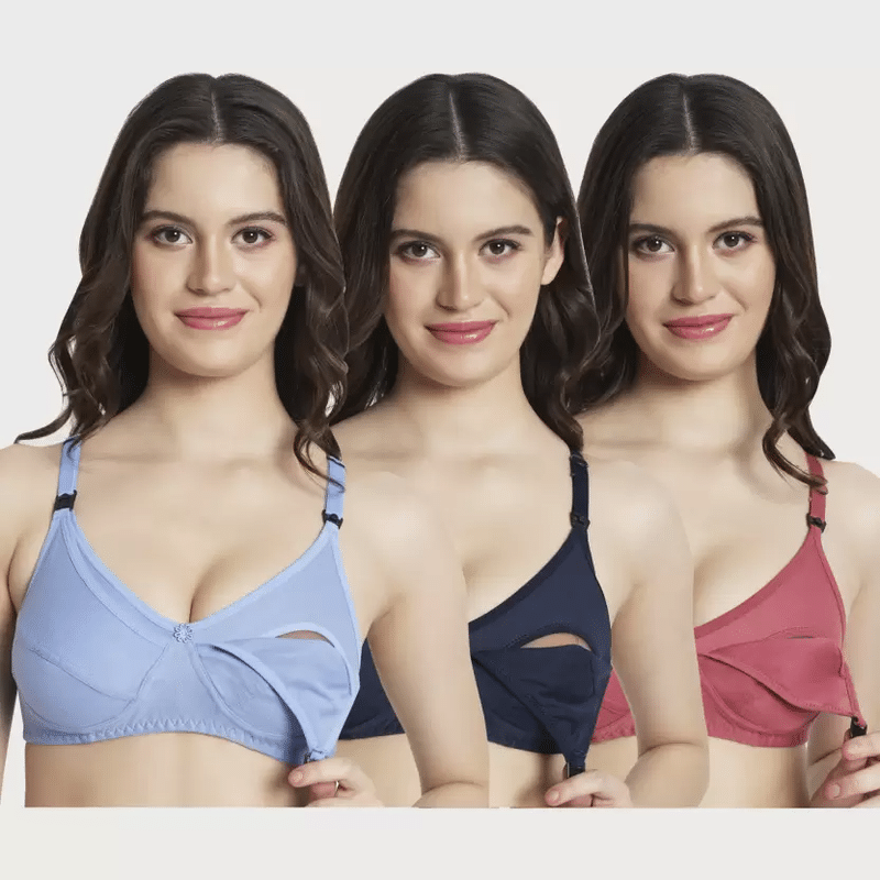 Narsingha Dreams Pack of 3 Cotton Blend Non Padded T-Shirt Bra For Women ( Multicolor ) Narsingha Dreams Pack of 3 Cotton Blend Non Padded T-Shirt Bra For Women ( Multicolor )