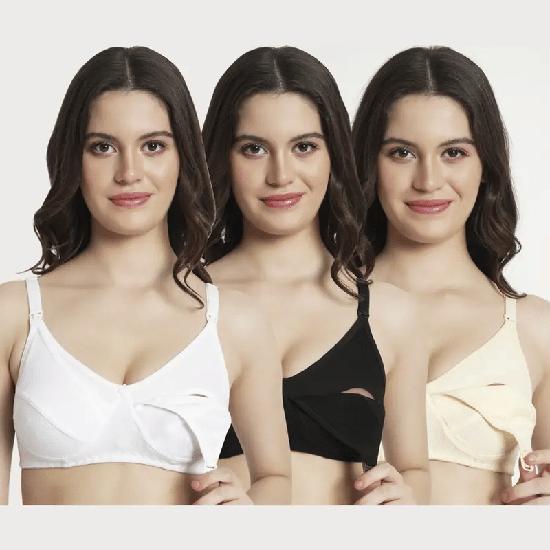     			Narsingha Dreams Pack of 3 Cotton Blend Non Padded T-Shirt Bra For Women ( Multicolor3 )