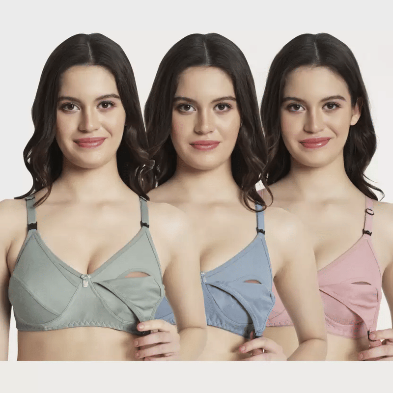     			Narsingha Dreams Pack of 3 Cotton Blend Non Padded T-Shirt Bra For Women ( Multicolor2 )