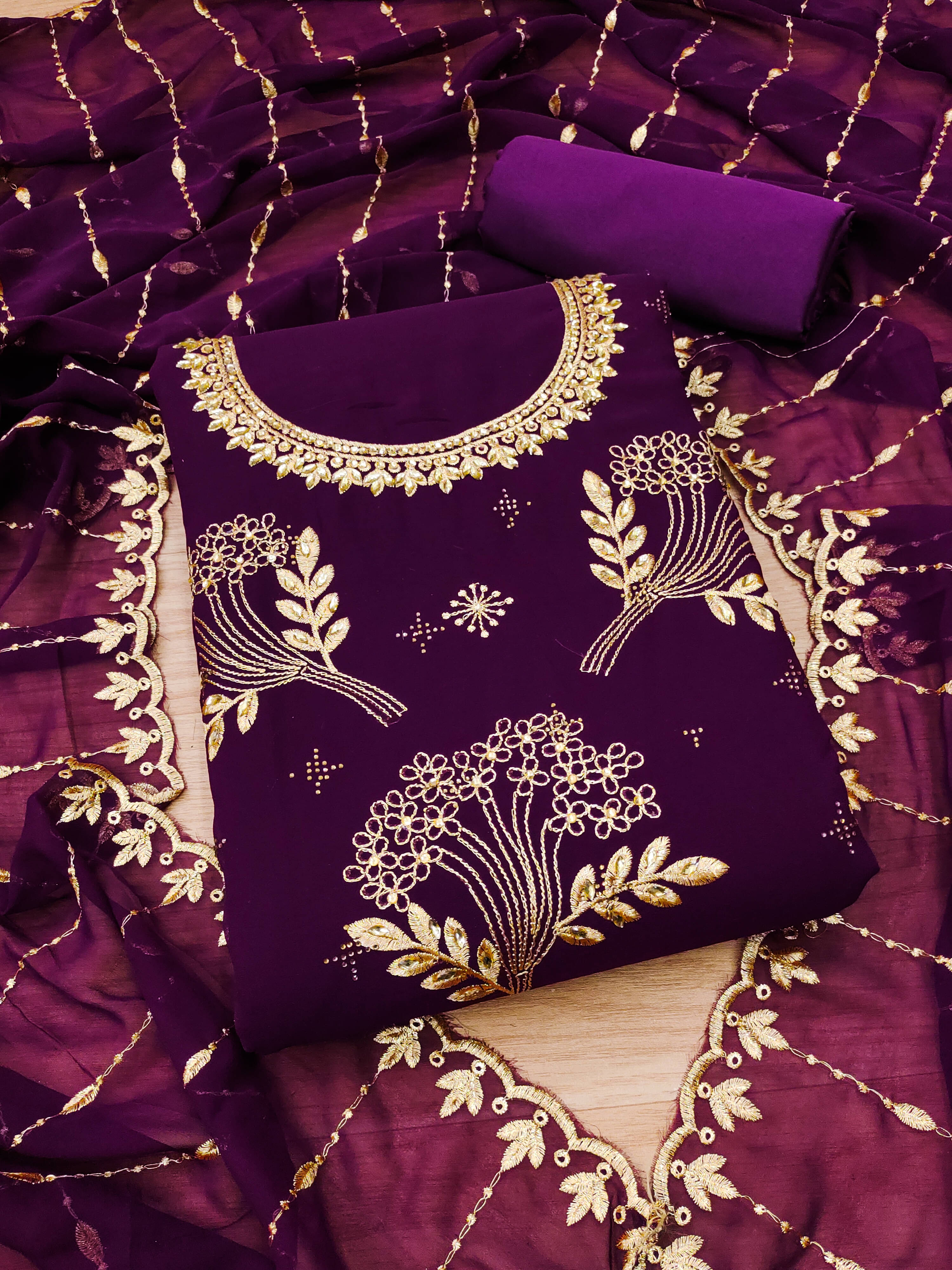 Nayanthara Trends Women Georgette Unstitched Dress Material ( Purple ) Nayanthara Trends Women Georgette Unstitched Dress Material ( Purple )