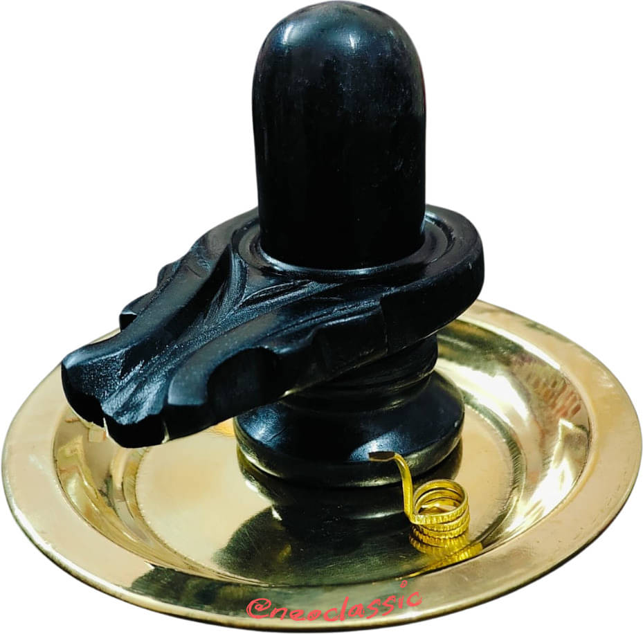     			Neo Classic Bholenath Shivling with Plate & Brass Naag | Sourced from Shiv Negri, Haridwar Decorative Showpiece  -  9.5 cm (Marble, Brass, Black, Gold)