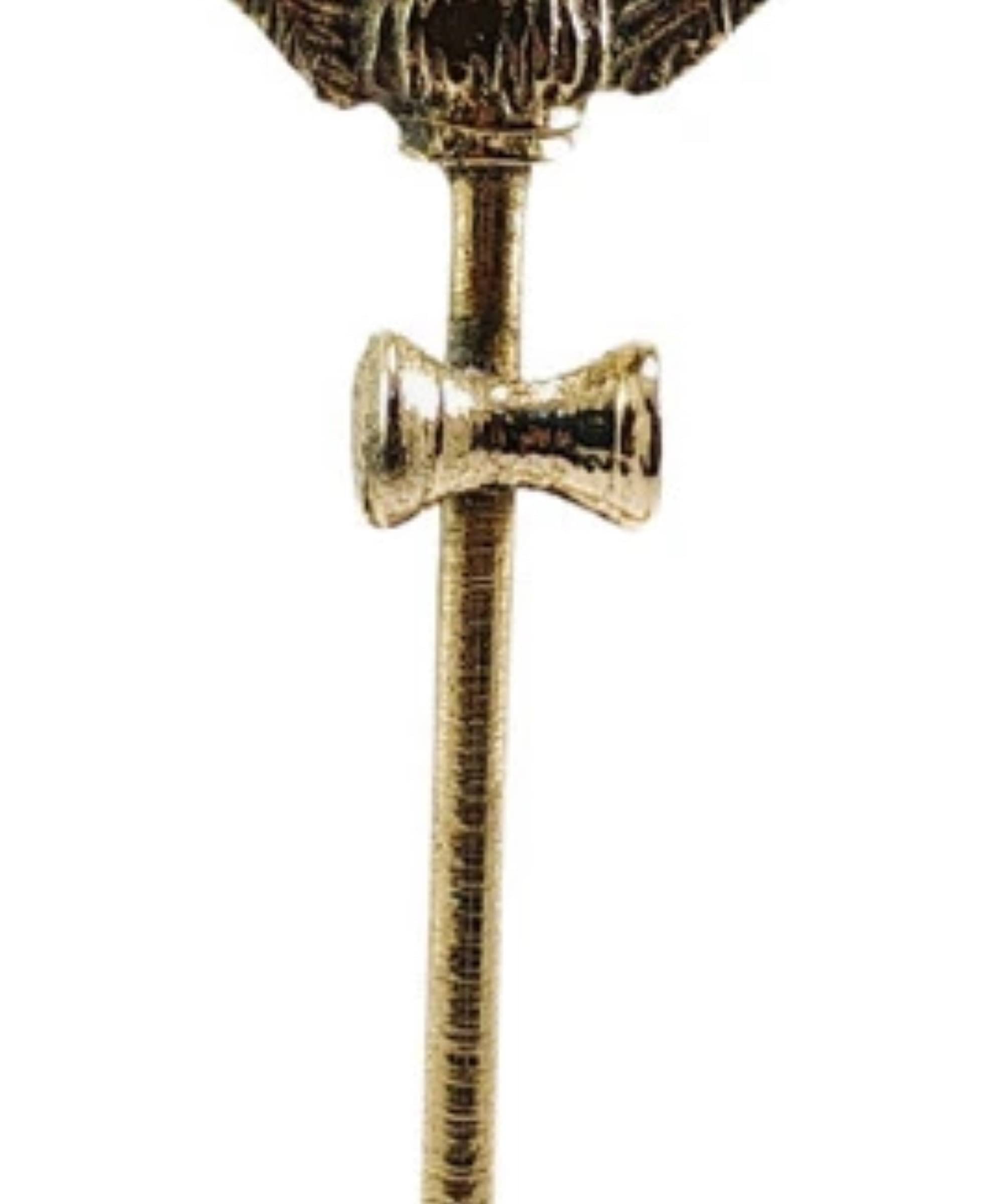     			Neo Classic Brass Shiva Trishul with Damru Traditional Trident Statue Height 10" inch Decorative Showpiece  -  26 cm (Brass, Gold)