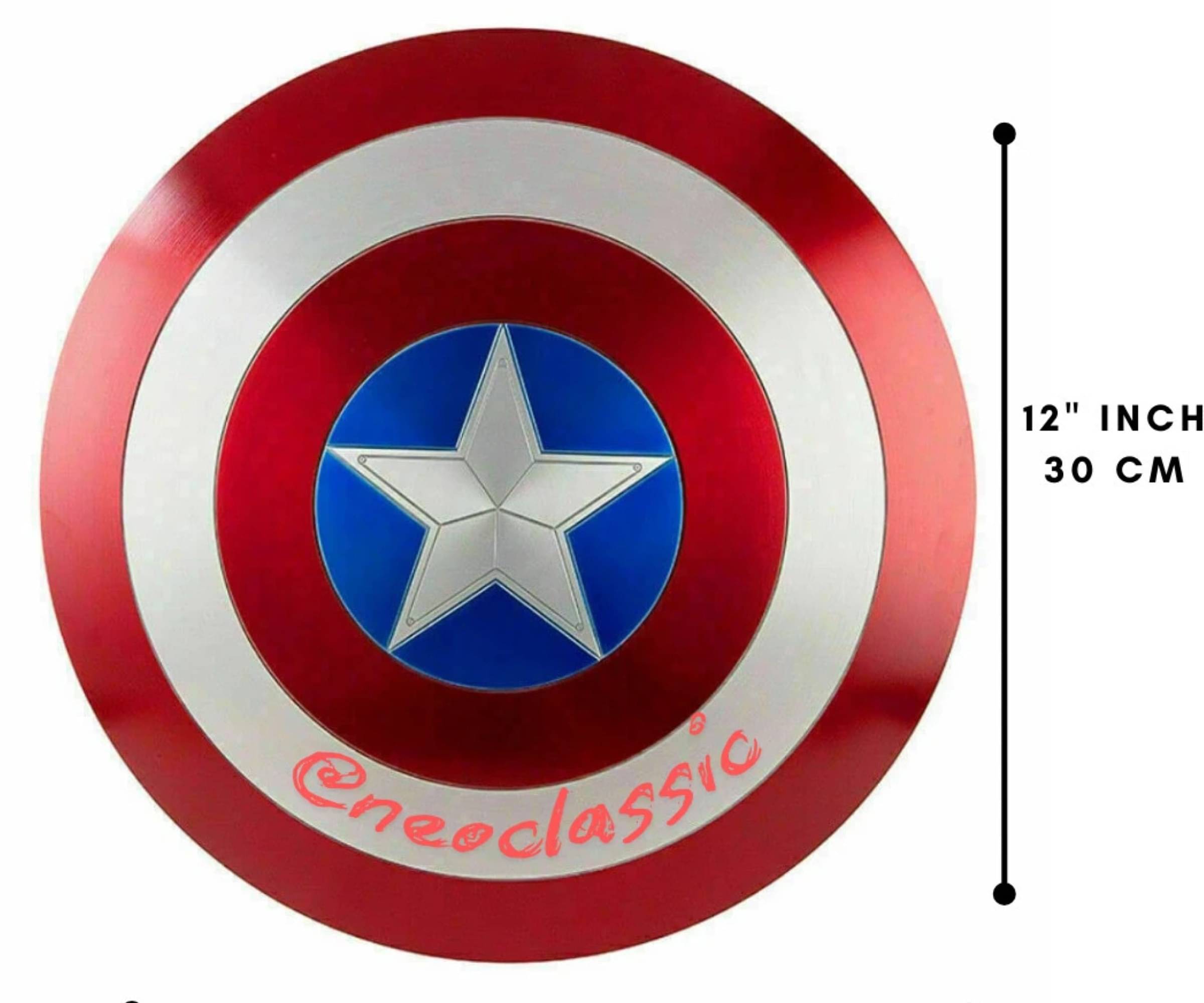     			Neo Classic Captain America Shield Warrior Shield for Home Decor I Wall Decor Gifted Items Decorative Showpiece  -  30 cm (Iron, Multicolor)
