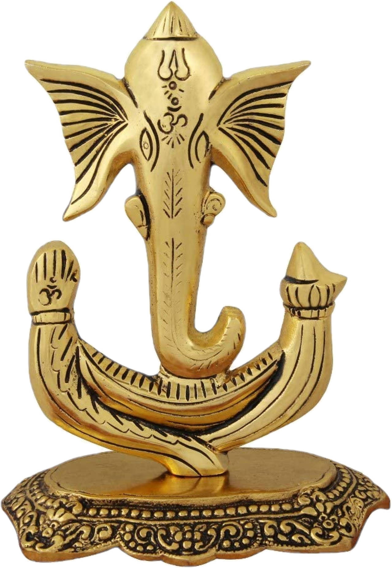 Neo Classic Ganesh Ji Idol Gold Plated I Trishul Ganesh I Ganesha Showpiece Height: 7" inch Decorative Showpiece - 18 cm (Aluminium, Gold) Neo Classic Ganesh Ji Idol Gold Plated I Trishul Ganesh I Ganesha Showpiece Height: 7" inch Decorative Showpiece - 18 cm (Aluminium, Gold)
