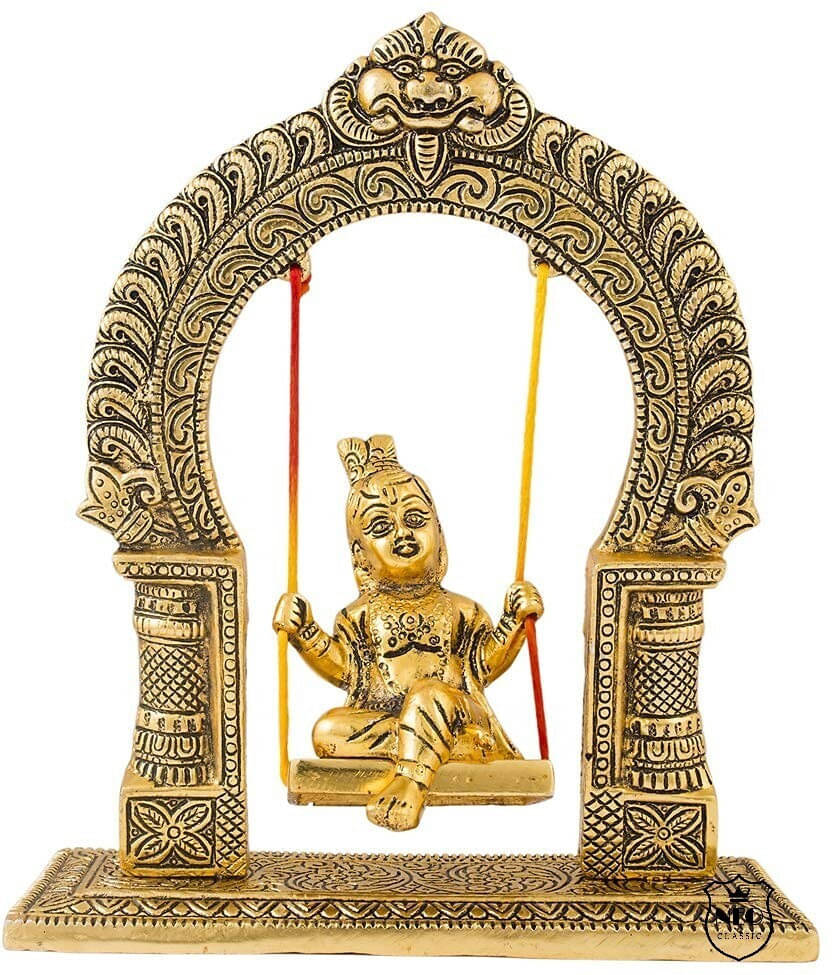 Neo Classic Gopal Jhula Oxidized Gold Plated I Return Gifts for Baby Shower Decorative Showpiece - 23 cm (Aluminium, Gold) Neo Classic Gopal Jhula Oxidized Gold Plated I Return Gifts for Baby Shower Decorative Showpiece - 23 cm (Aluminium, Gold)