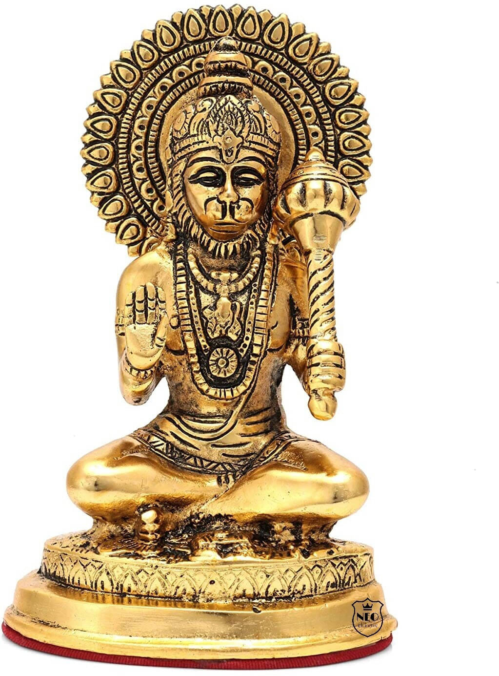 Neo Classic Hanuman Ji Sitting Bajrang Bali Idol Murti Gift Article Decorative Showpiece Decorative Showpiece - 19 cm (Brass, Gold) Neo Classic Hanuman Ji Sitting Bajrang Bali Idol Murti Gift Article Decorative Showpiece Decorative Showpiece - 19 cm (Brass, Gold)