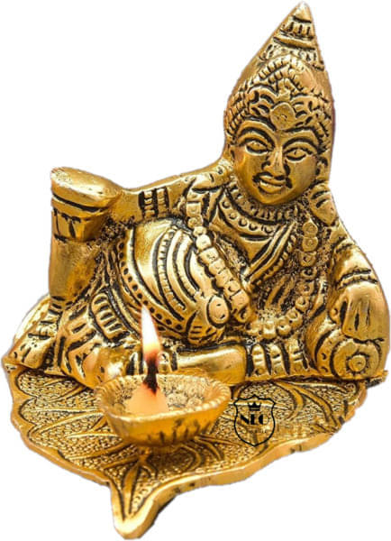 Neo Classic Kuber Deepak on Leaf | Kubera Diya Murti | Lord of Treasure Wealth Maharaj Kuber Decorative Showpiece - 8 cm (Aluminium, Gold) Neo Classic Kuber Deepak on Leaf | Kubera Diya Murti | Lord of Treasure Wealth Maharaj Kuber Decorative Showpiece - 8 cm (Aluminium, Gold)