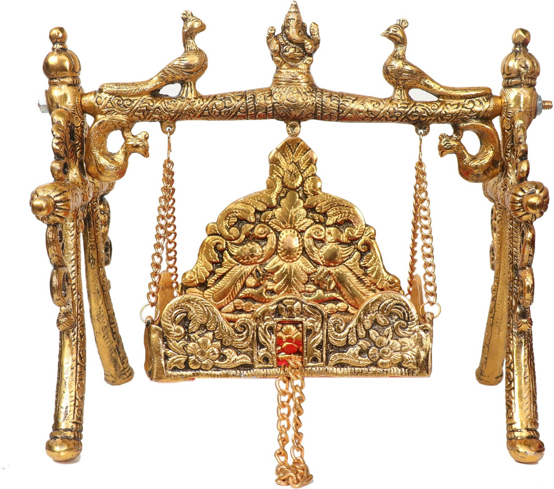 Neo Classic Laddu Gopal Jhula,Krishna Hindola Palana ,Decorative Laddu Gopal No 4 5 6 Decorative Showpiece - 26 cm (Aluminium, Gold) Neo Classic Laddu Gopal Jhula,Krishna Hindola Palana ,Decorative Laddu Gopal No 4 5 6 Decorative Showpiece - 26 cm (Aluminium, Gold)