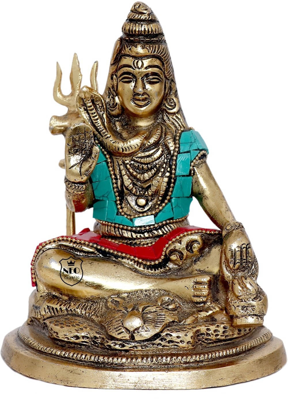 Neo Classic Lord Shiva Idol- Gold Plated Shiva Idol Showpiece for Mandir Pooja Temple Decorative Showpiece - 15 cm (Aluminium, Multicolor) Neo Classic Lord Shiva Idol- Gold Plated Shiva Idol Showpiece for Mandir Pooja Temple Decorative Showpiece - 15 cm (Aluminium, Multicolor)