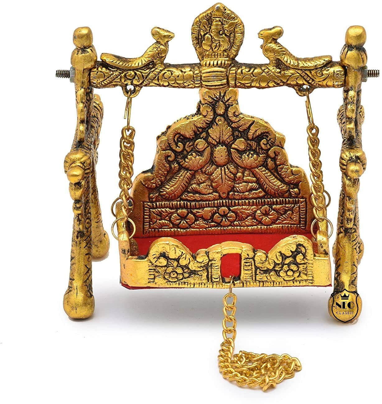 Neo Classic Metal Handicraft Pooja Jhula|Swing|Palna Decorative Showpiece and Gift Items Decorative Showpiece  -  14 cm (Aluminium, Gold)     			Neo Classic Metal Handicraft Pooja Jhula|Swing|Palna Decorative Showpiece and Gift Items Decorative Showpiece  -  14 cm (Aluminium, Gold)