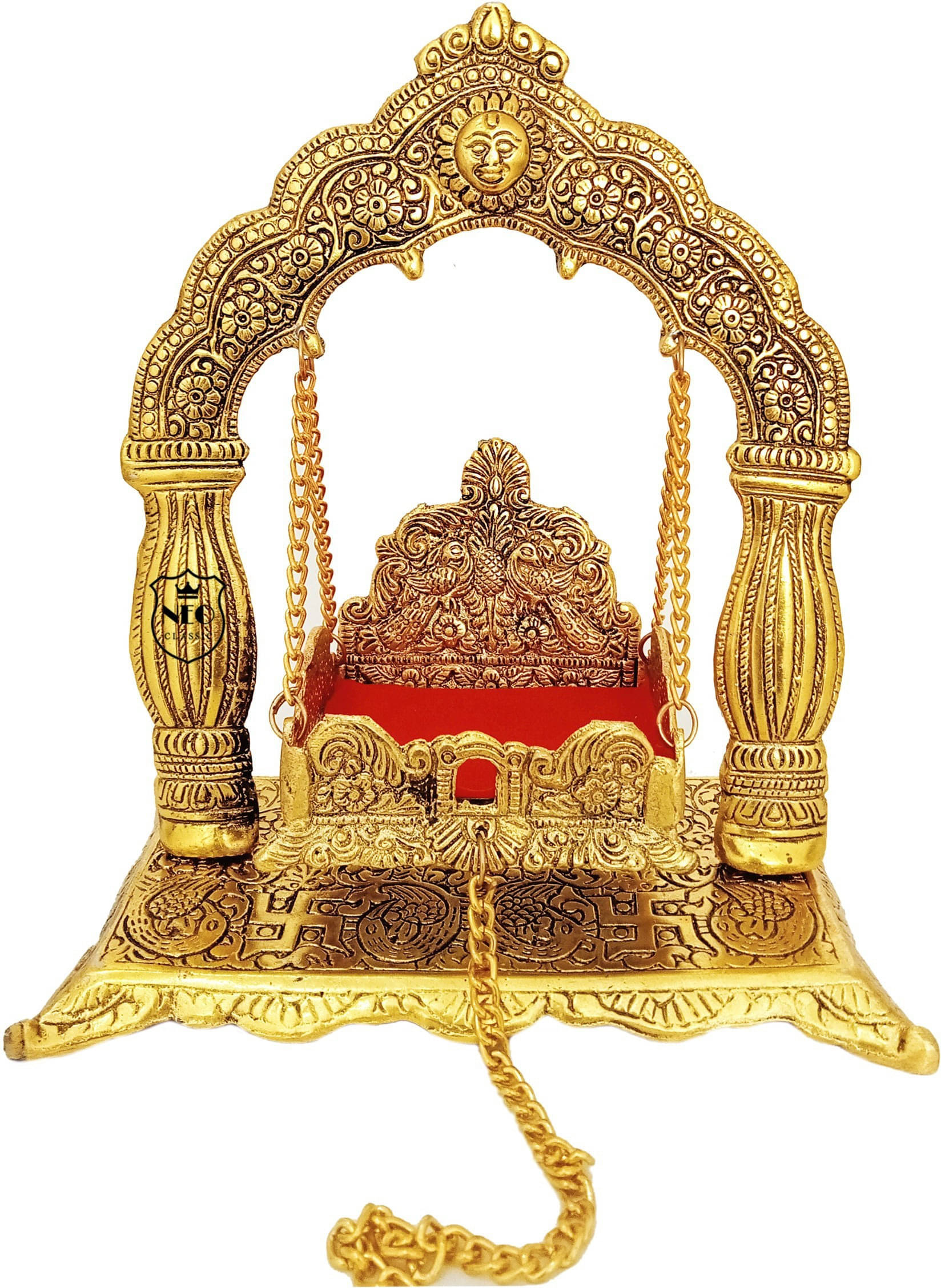 Neo Classic Metal Krishna Jhula, Laddu Gopal Jhula, for Home and Office Showpiece Decorative Showpiece - 23 cm (Aluminium, Gold) Neo Classic Metal Krishna Jhula, Laddu Gopal Jhula, for Home and Office Showpiece Decorative Showpiece - 23 cm (Aluminium, Gold)