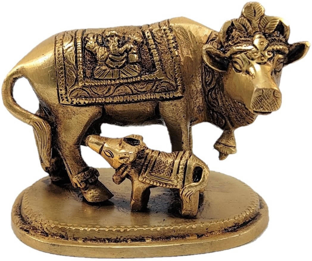 Neo Classic Neo Classic Cow and Calf Showpiece Statue for Pooja Home decor Decorative Showpiece  -  6.5 cm (Brass, Gold)     			Neo Classic Neo Classic Cow and Calf Showpiece Statue for Pooja Home decor Decorative Showpiece  -  6.5 cm (Brass, Gold)