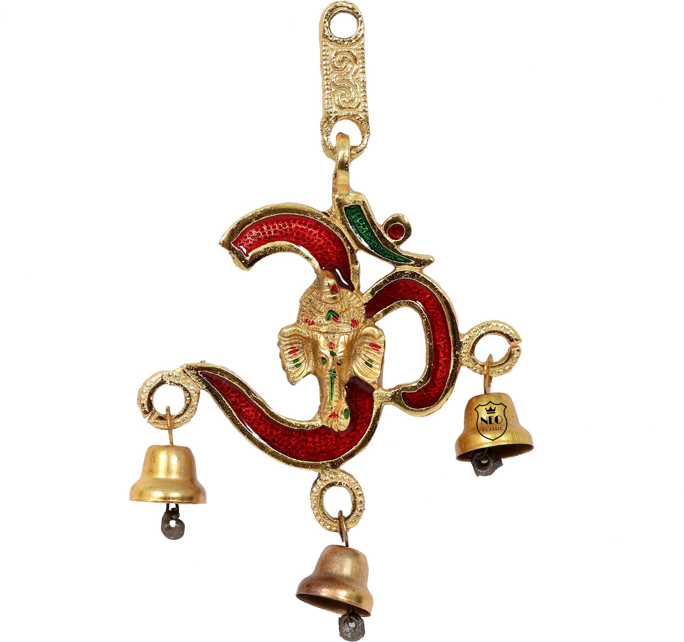 Neo Classic Om Latkan Set of 2 pc Wall I Door Hanging Showpiece Decorative Showpiece - 15 cm (Aluminium, Multicolor) Neo Classic Om Latkan Set of 2 pc Wall I Door Hanging Showpiece Decorative Showpiece - 15 cm (Aluminium, Multicolor)