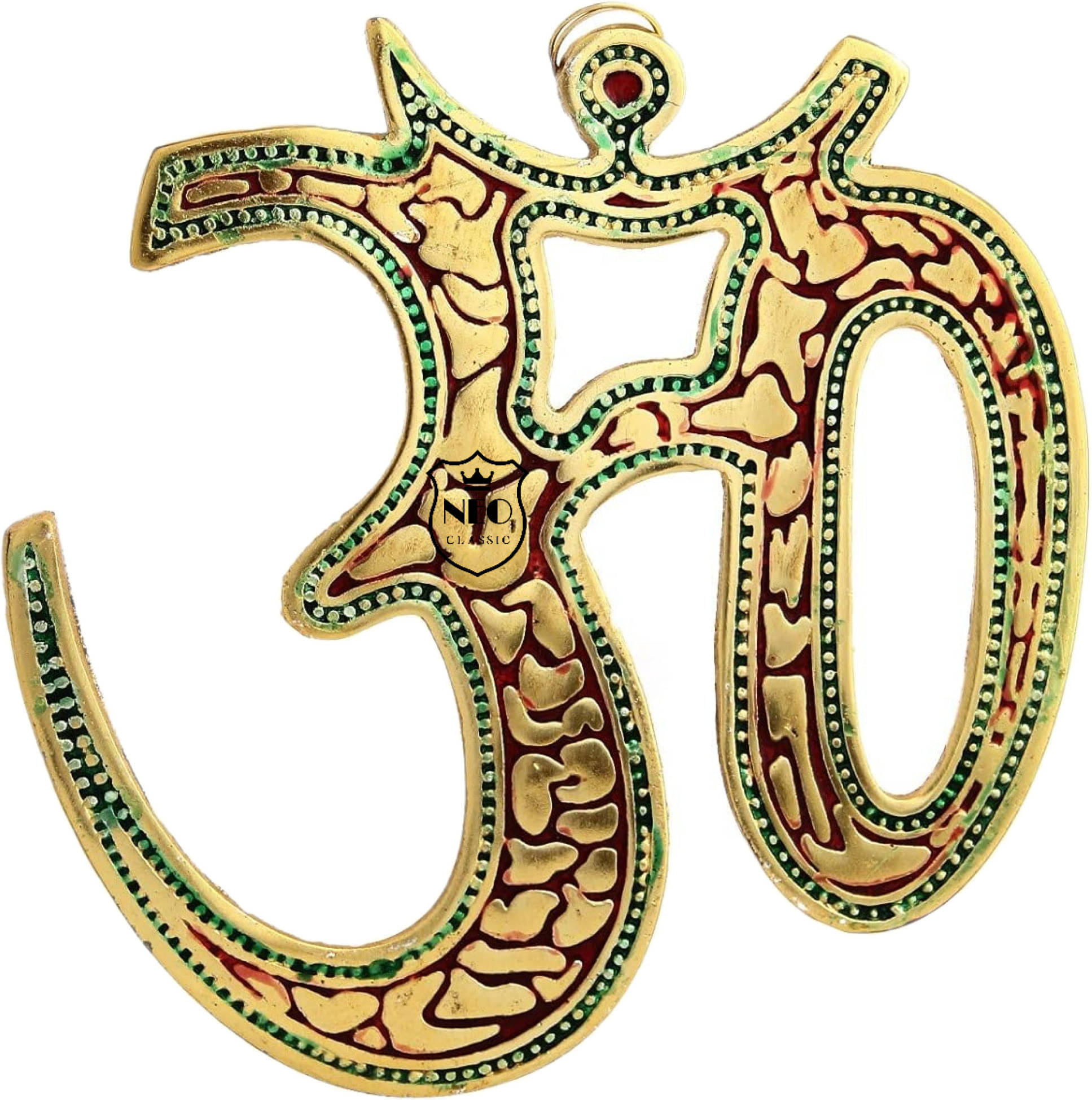     			Neo Classic Om Sign Statue I OM Wall Hanging Sculpture I Vastu (Python Design) Decorative Showpiece  -  19 cm (Aluminium, Multicolor)